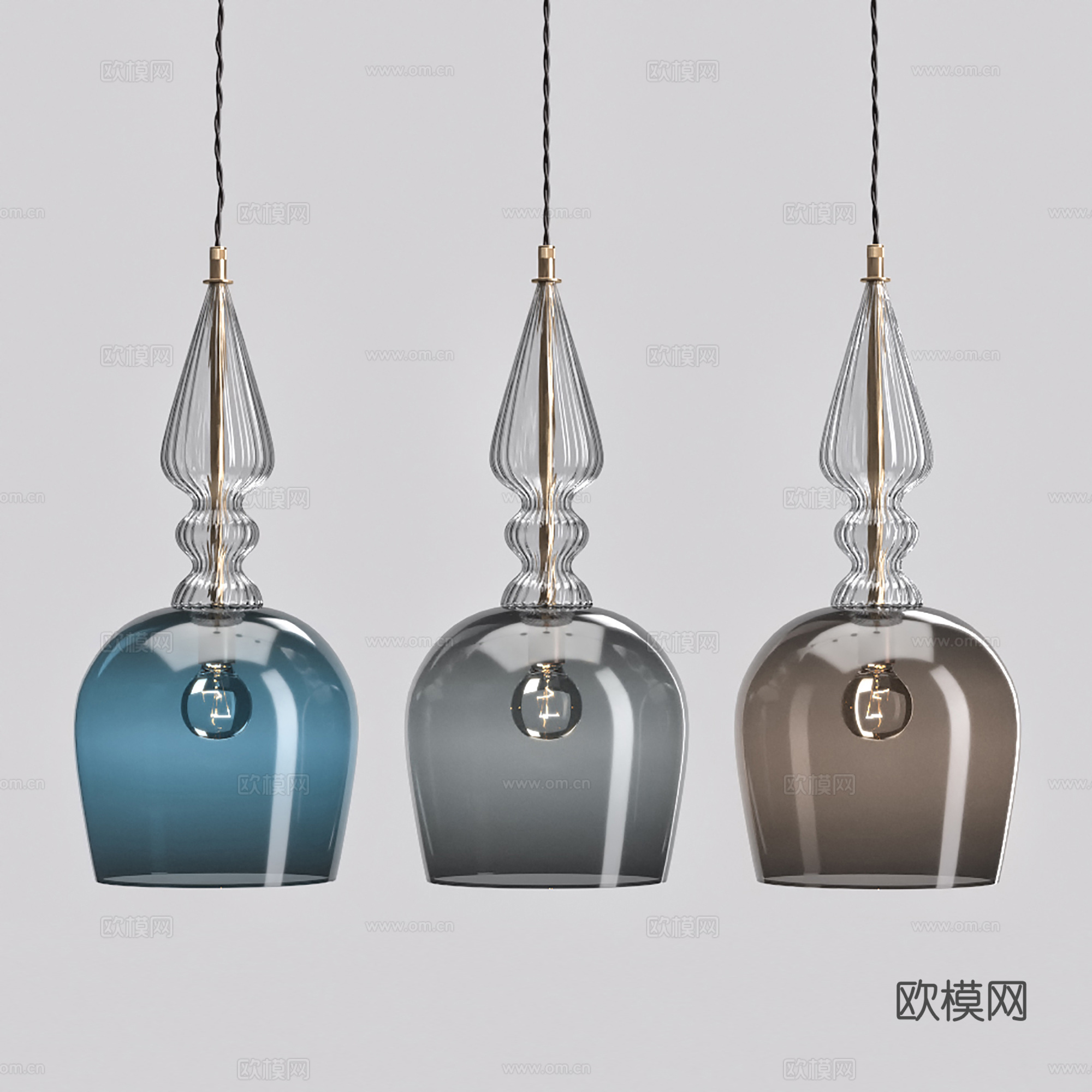 现代吊灯 玻璃吊灯  创意小吊灯组合su模型