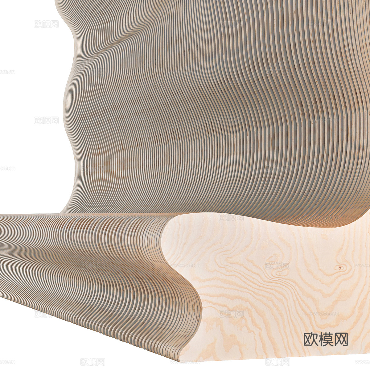 现代异形装饰公共长凳3d模型