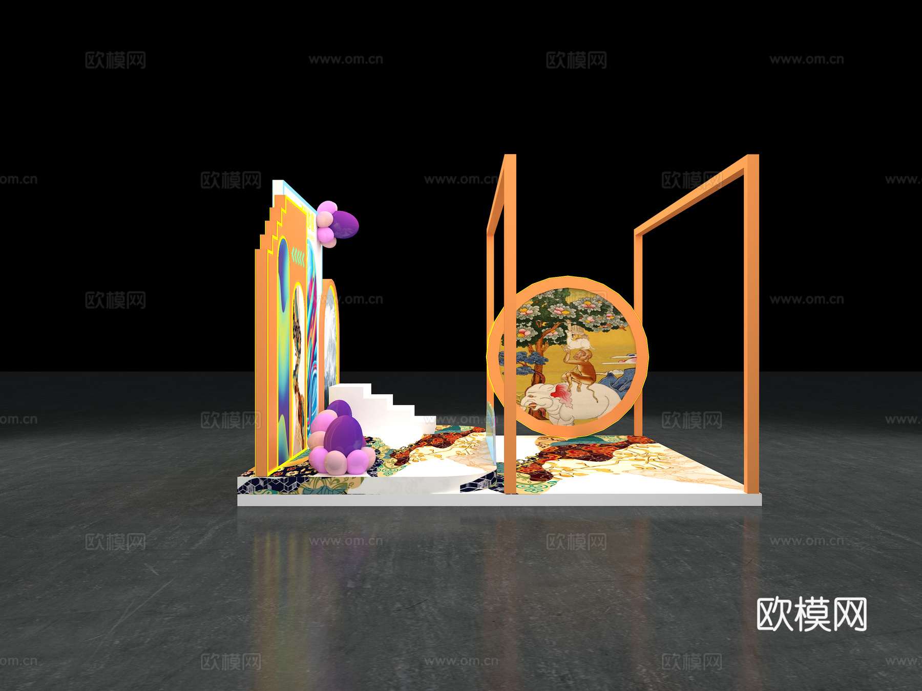 打卡 产品展示 展台  打卡墙3d模型
