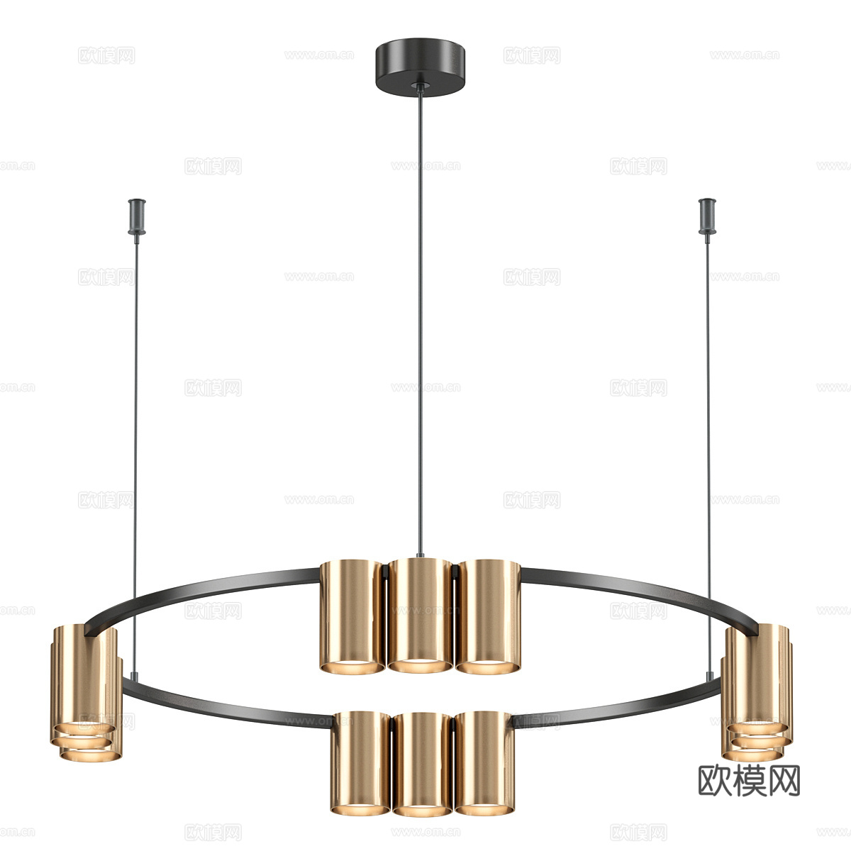 现代轻奢极简圆形金属吊灯3d模型