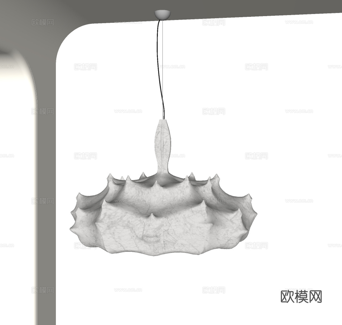 侘寂风中古吊灯su模型