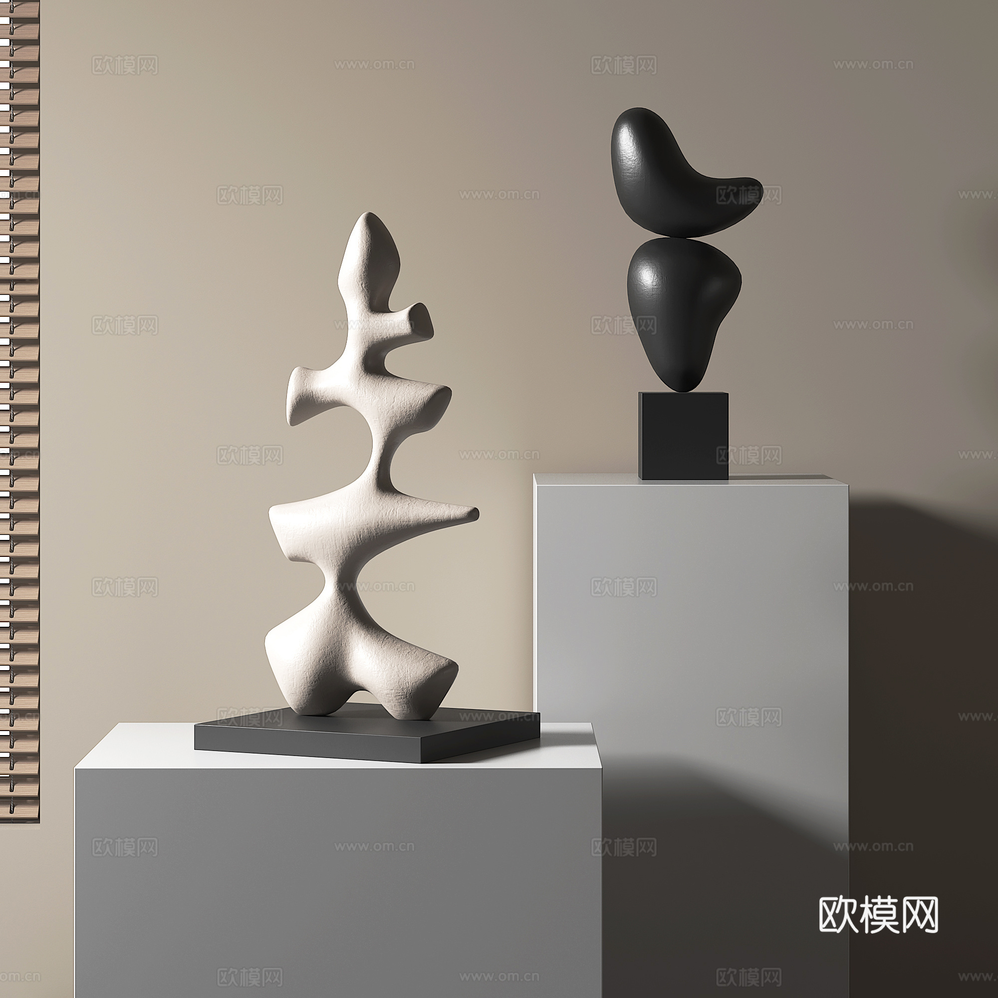 现代抽象木质雕塑su模型