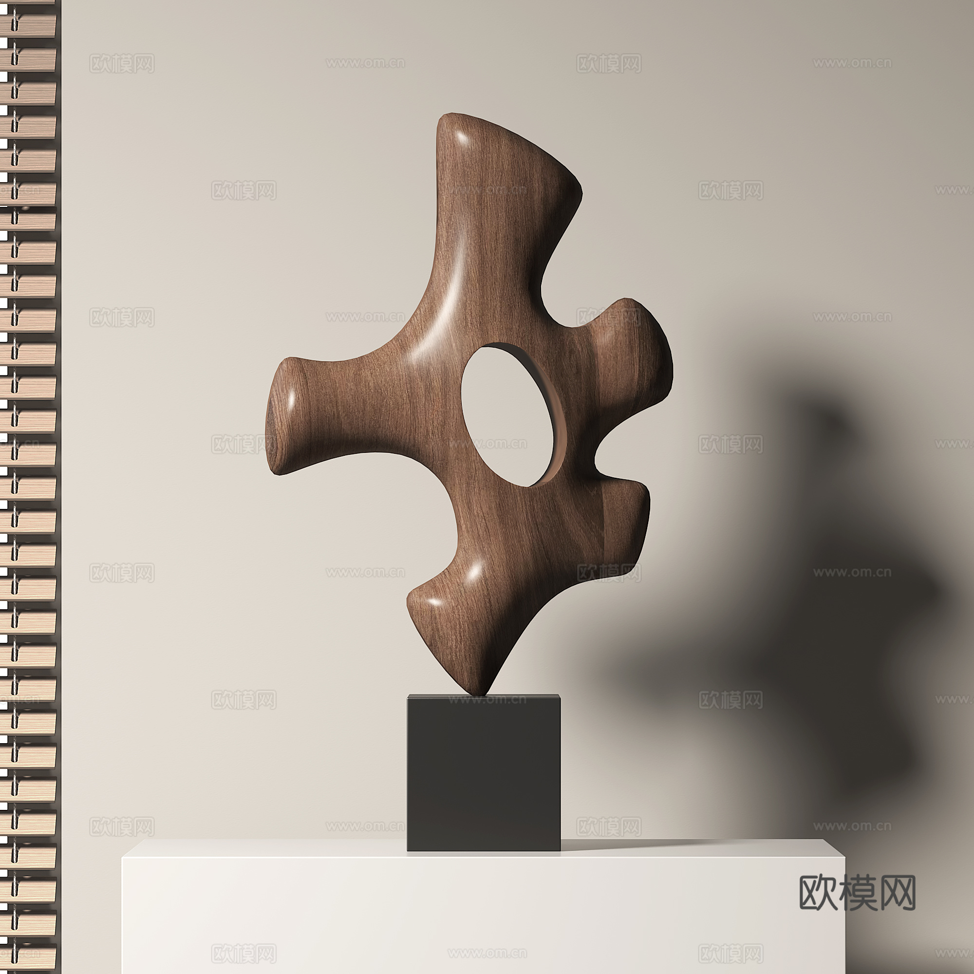 现代抽象木质雕塑3d模型