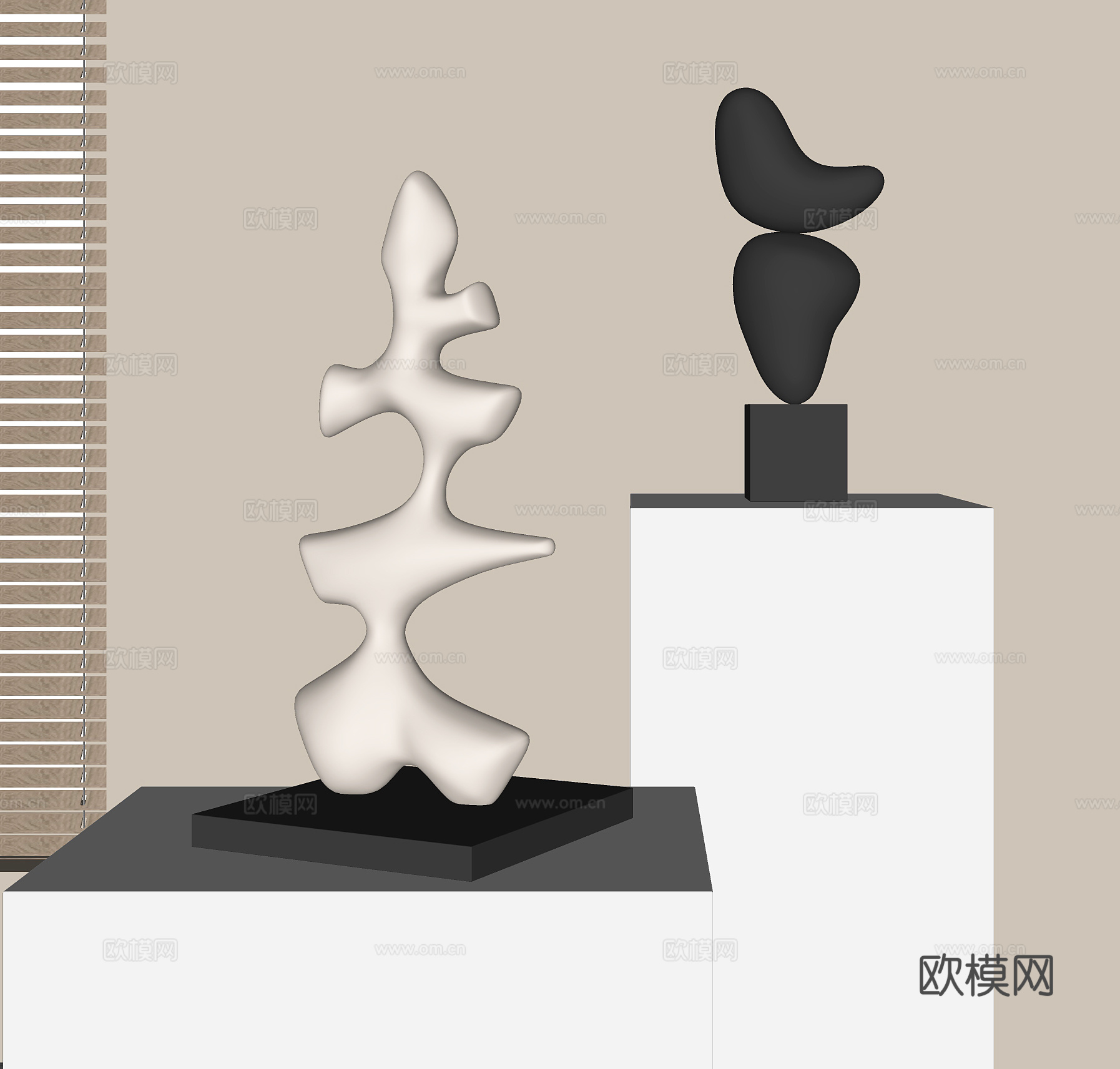 现代抽象木质雕塑su模型