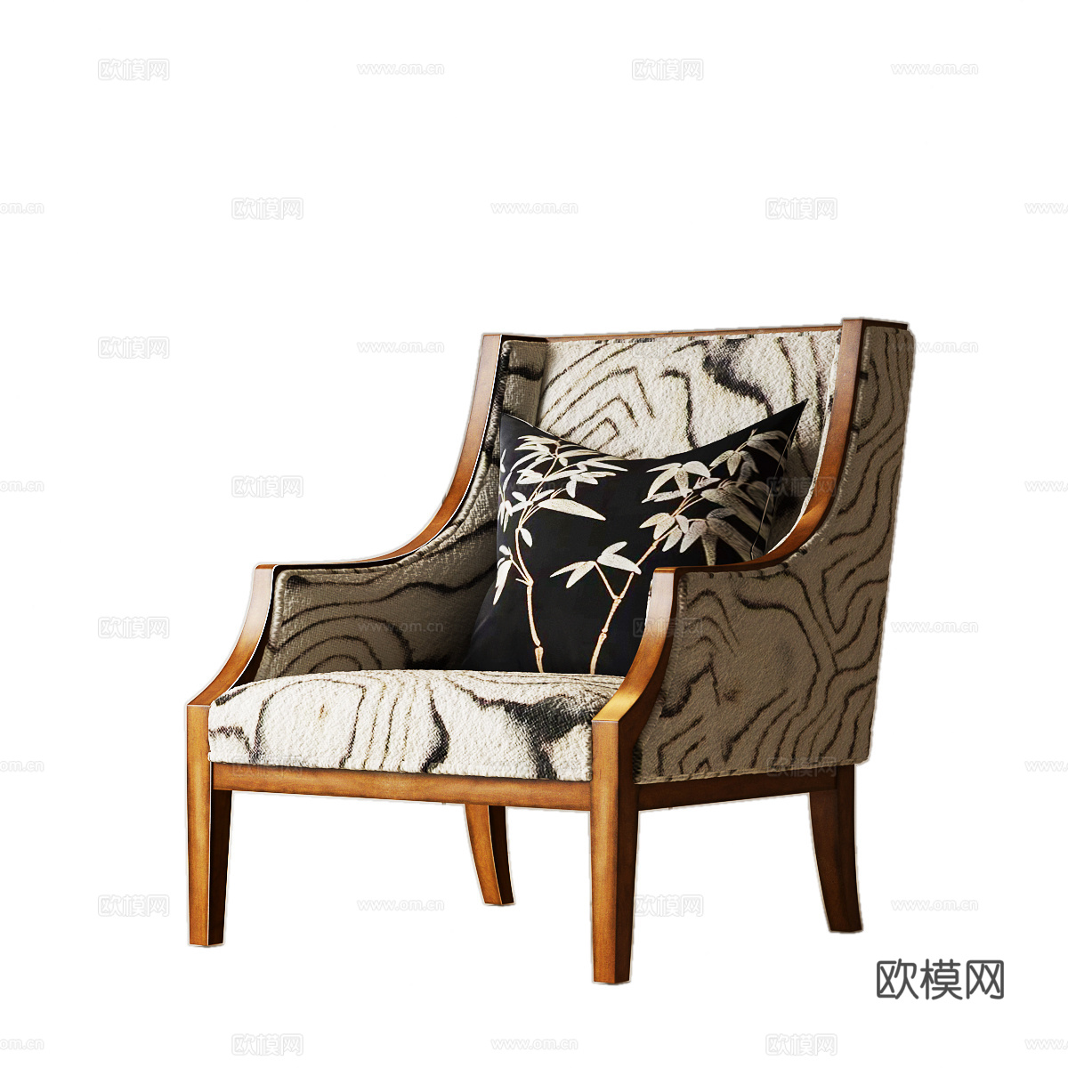 现代中古休闲沙发 中古风单人沙发 现代休闲沙发 法式中古休闲3d模型