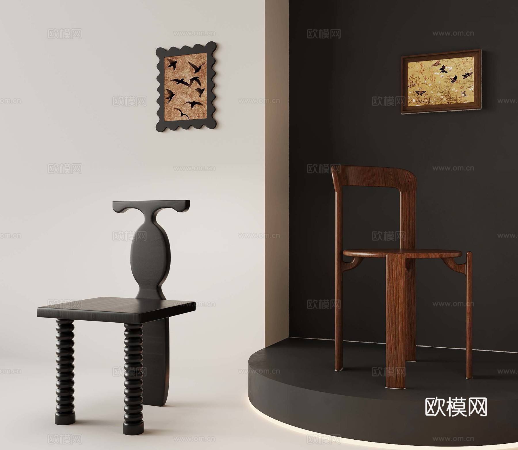 29法式中古风餐椅 休闲椅3d模型