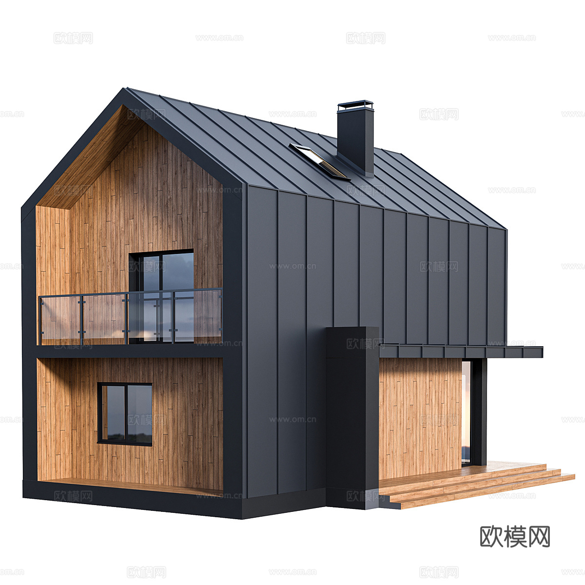 现代意式木屋别墅外观3d模型