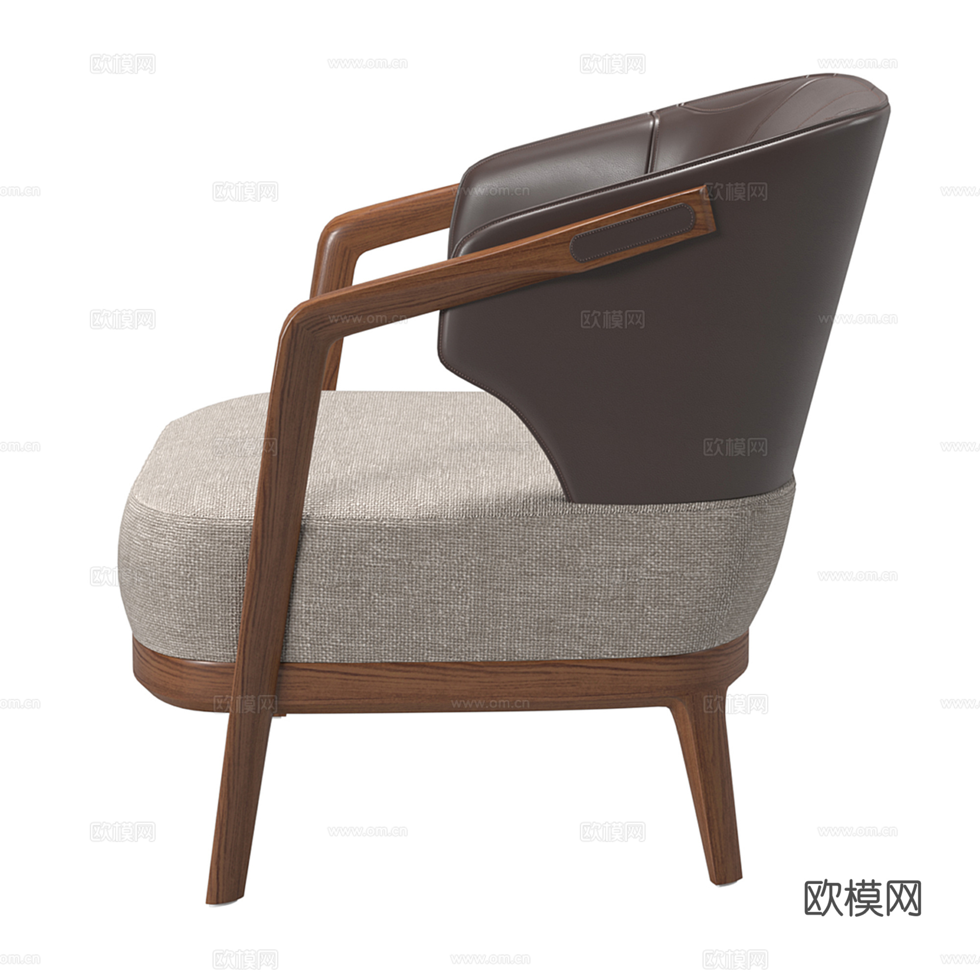 皮质休闲椅 单椅 皮椅 扶手椅su模型
