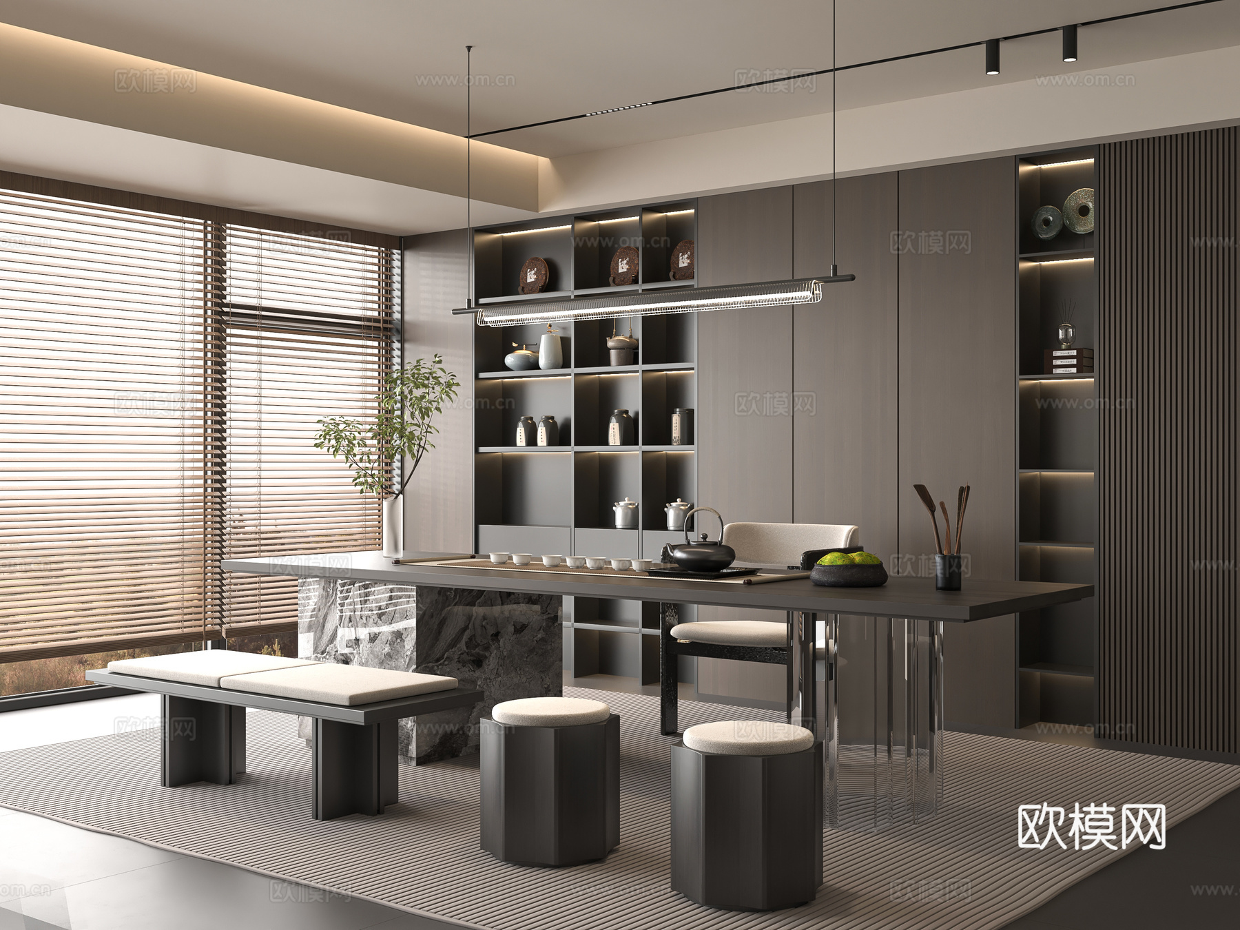 现代茶室3d模型下载