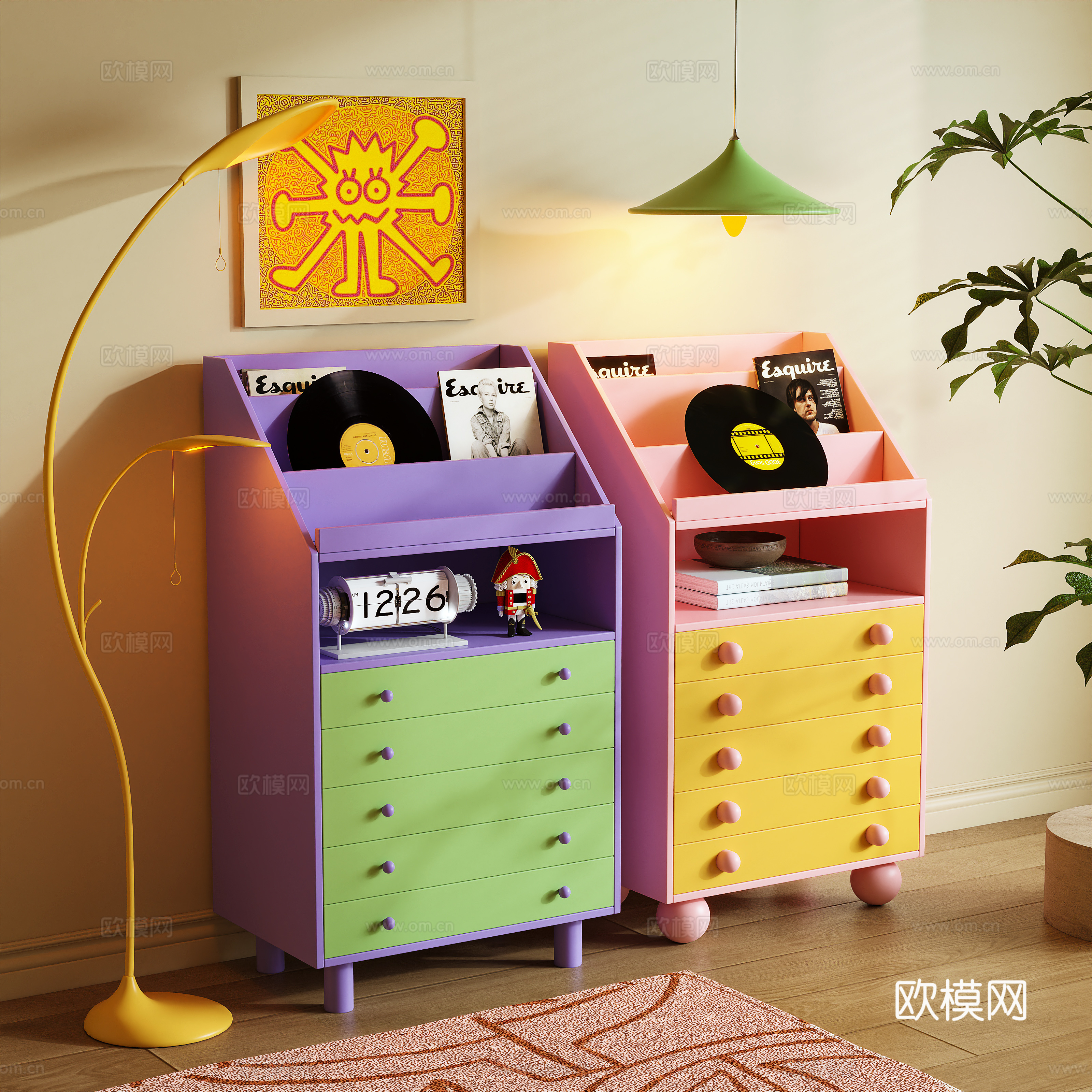 现代斗柜 杂志柜 边柜 储物柜3d模型