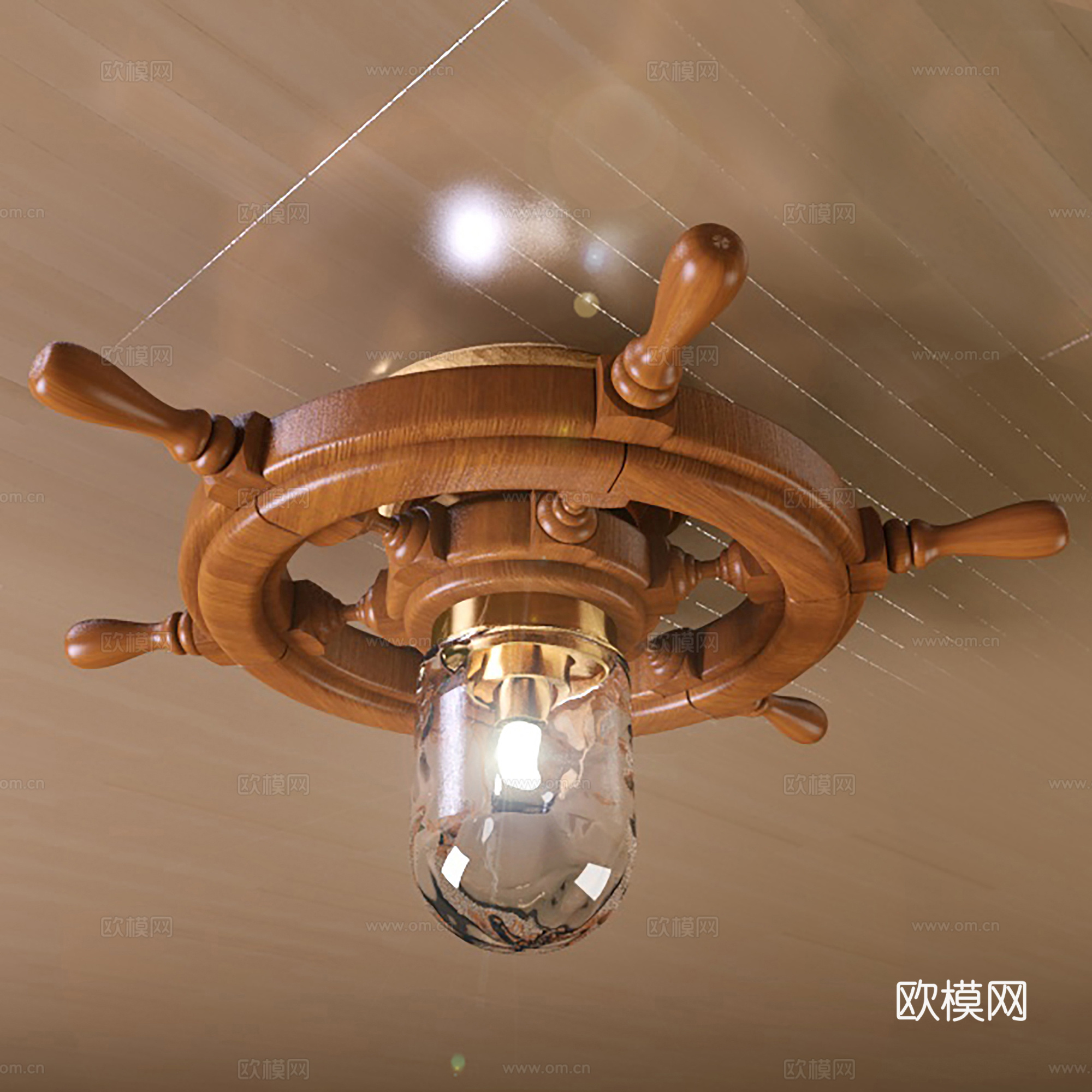 工业风异形吊灯  船舵状吊灯su模型