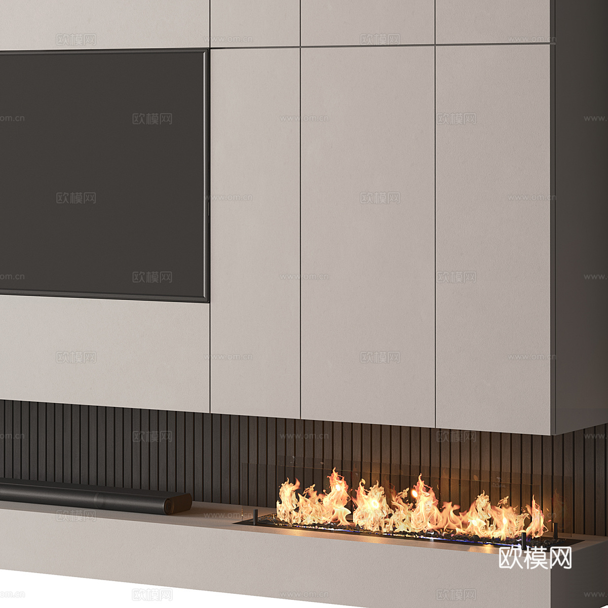 现代极简电视背景墙3d模型