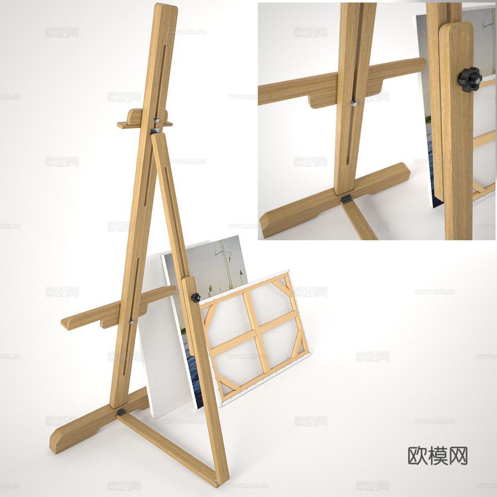 现代美术画架 画布 画板3d模型