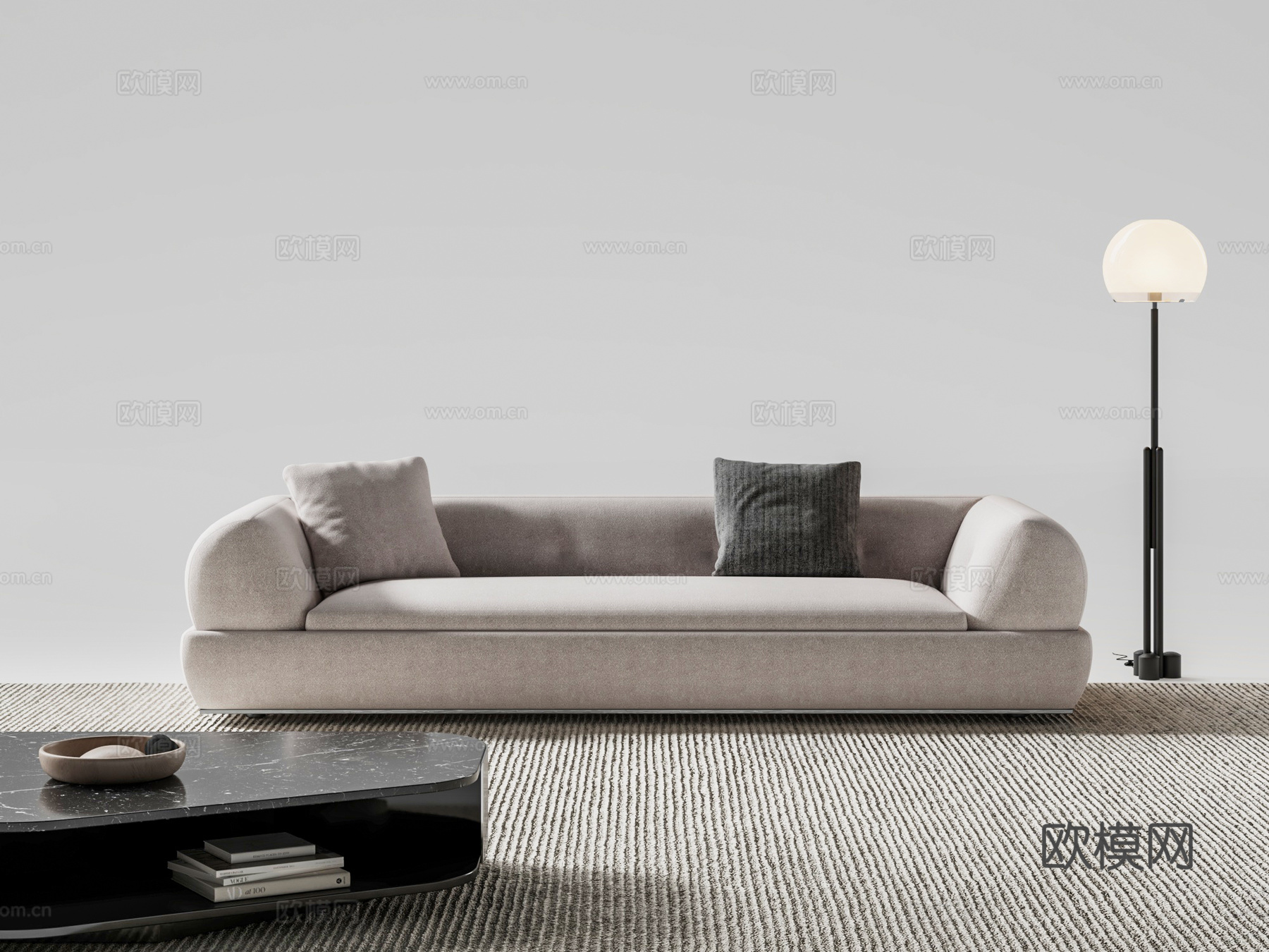 Minotti Suppermoon 双人沙发 沙发茶几组合3d模型