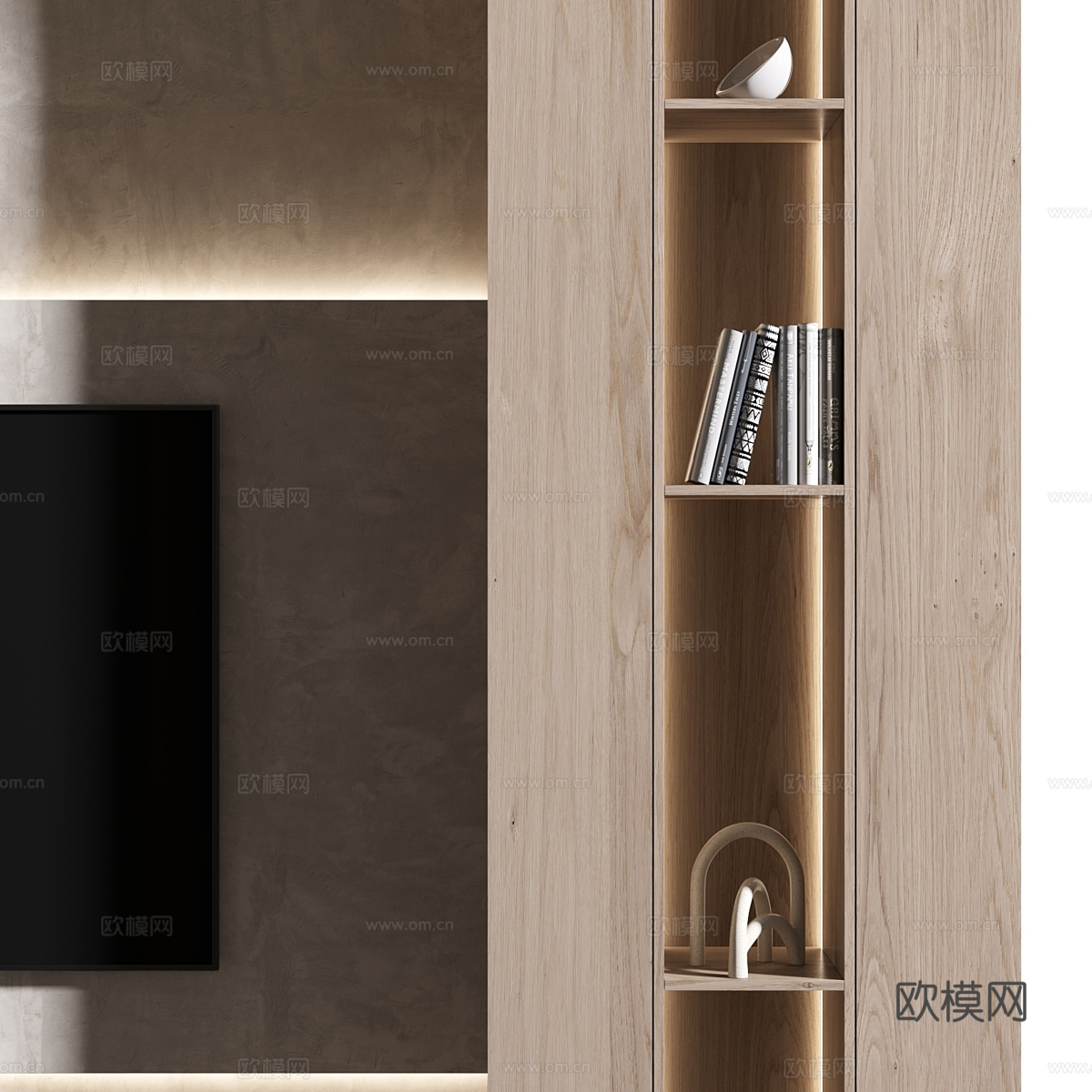 现代极简电视背景墙3d模型