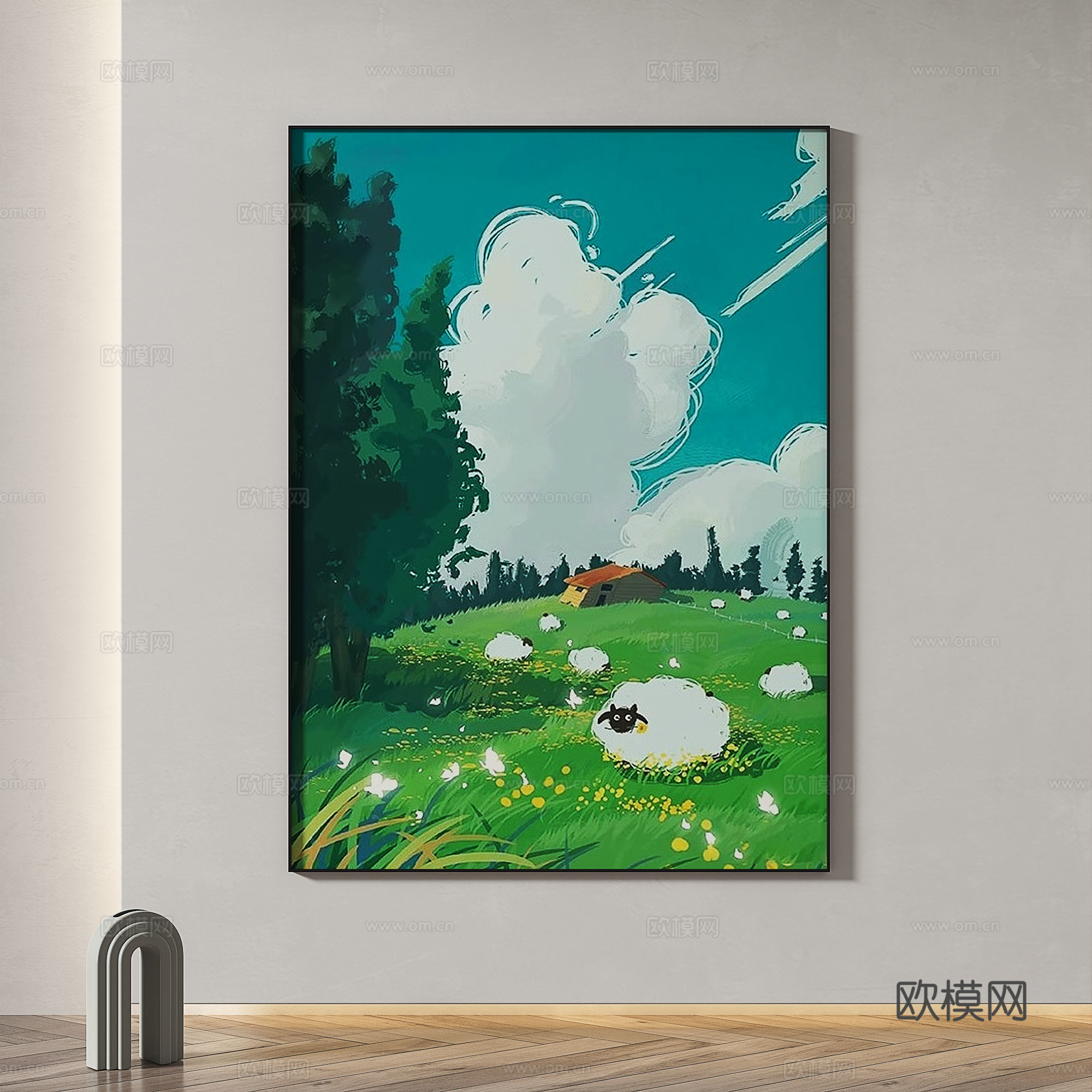 现代，简约，抽象，装饰画3d模型
