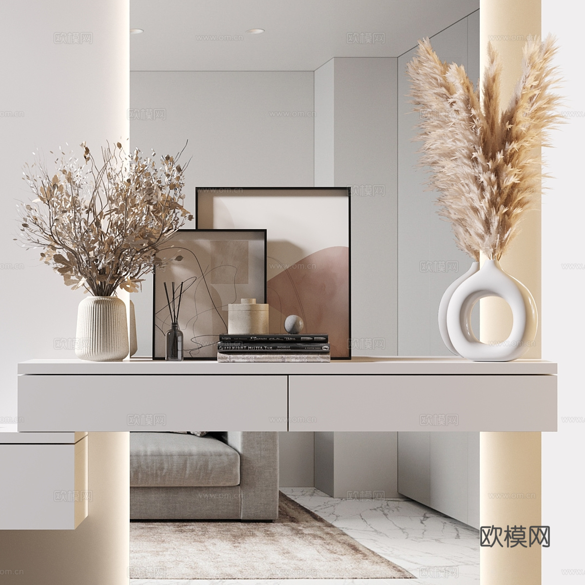 现代极简电视背景墙3d模型