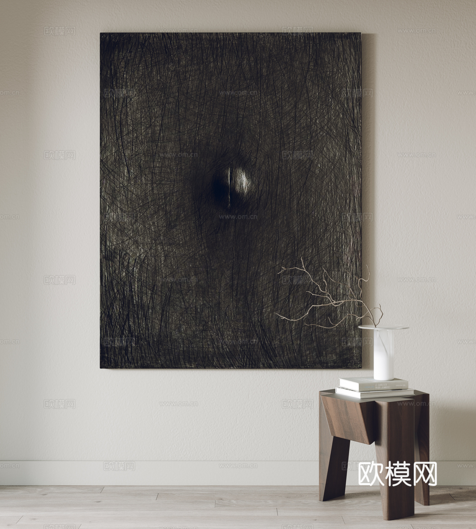 现代挂画 装饰画 边几3d模型