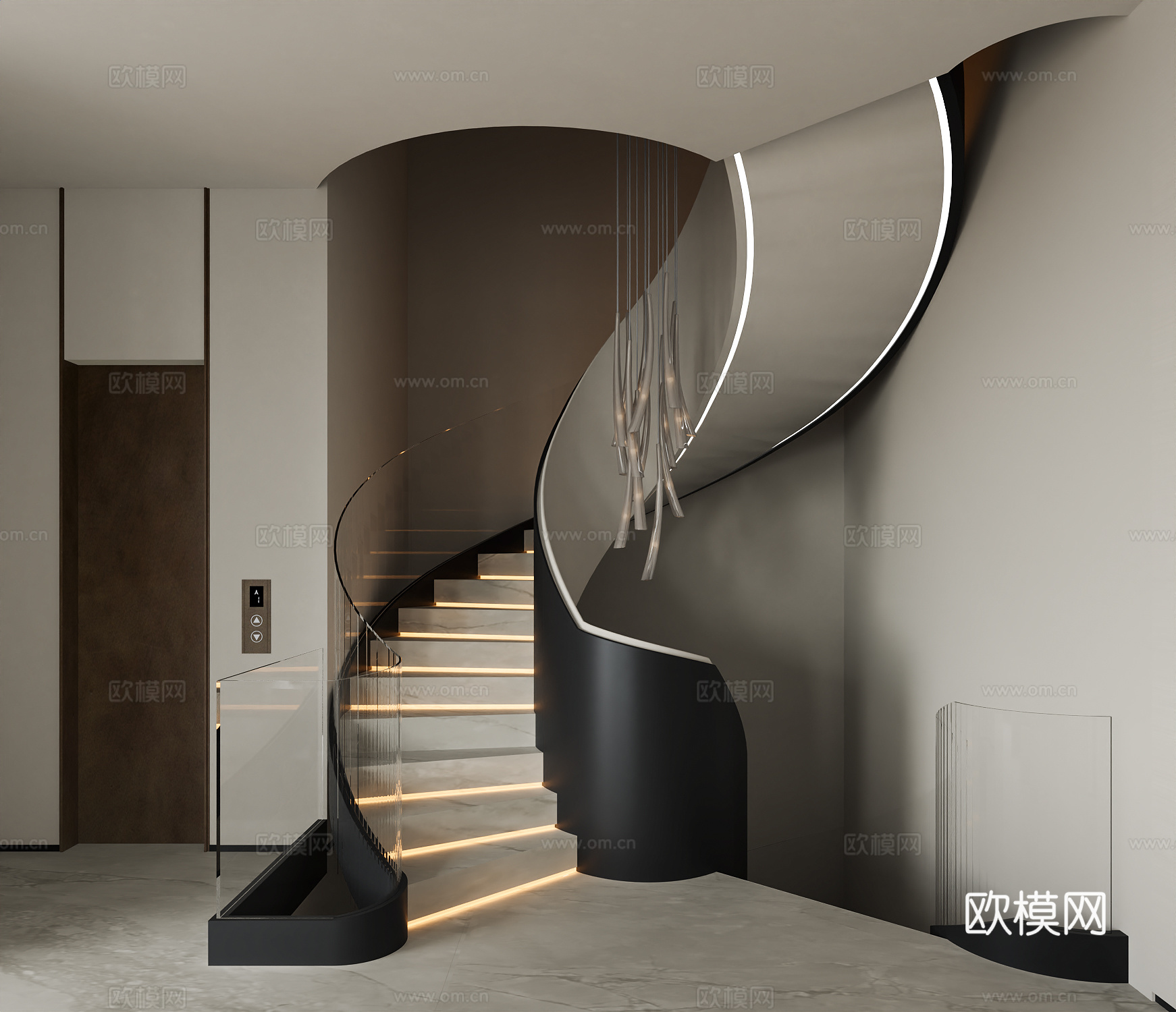 现代楼梯 旋转楼梯 异形楼梯 电梯间3d模型