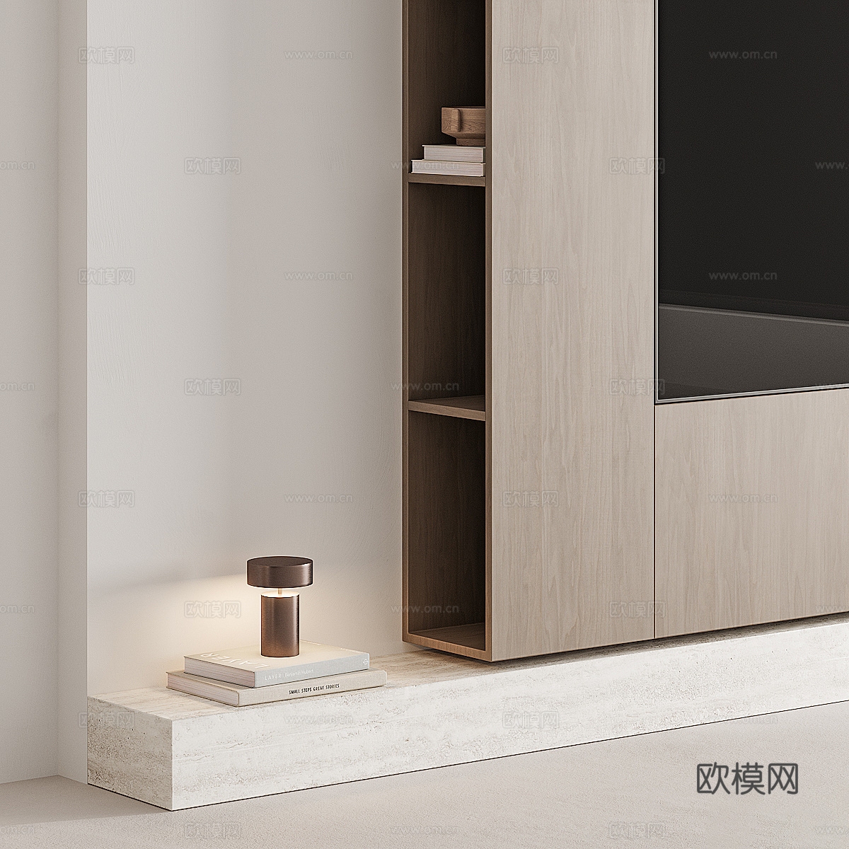现代极简电视背景墙3d模型