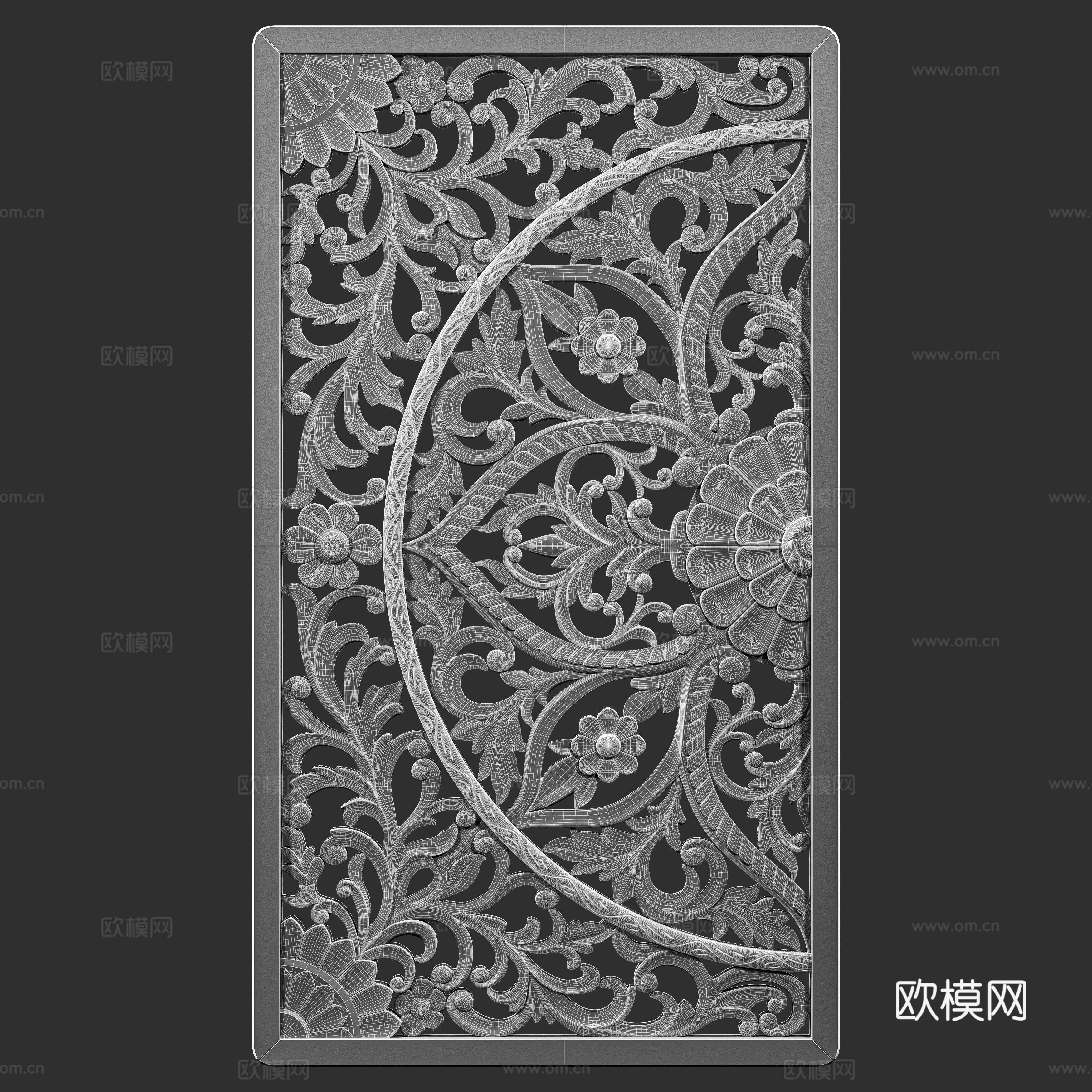 中式木质雕花3d模型
