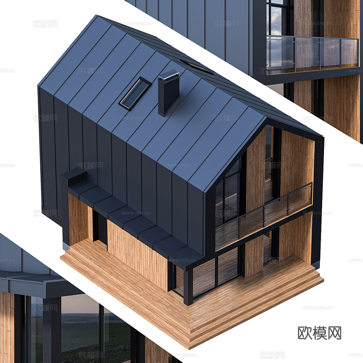 现代意式木屋别墅外观3d模型