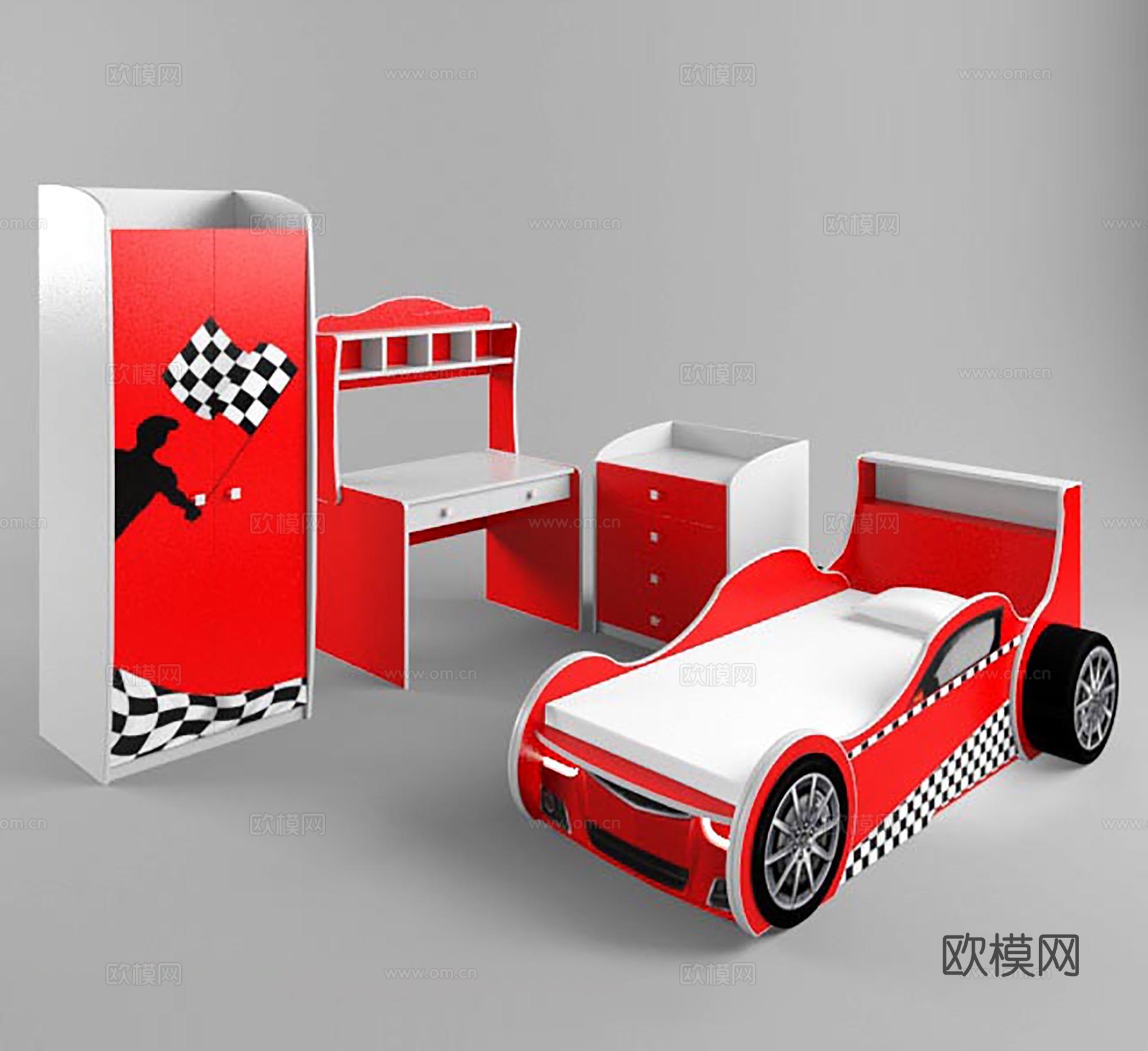 现代儿童家具组合  儿童玩具su模型