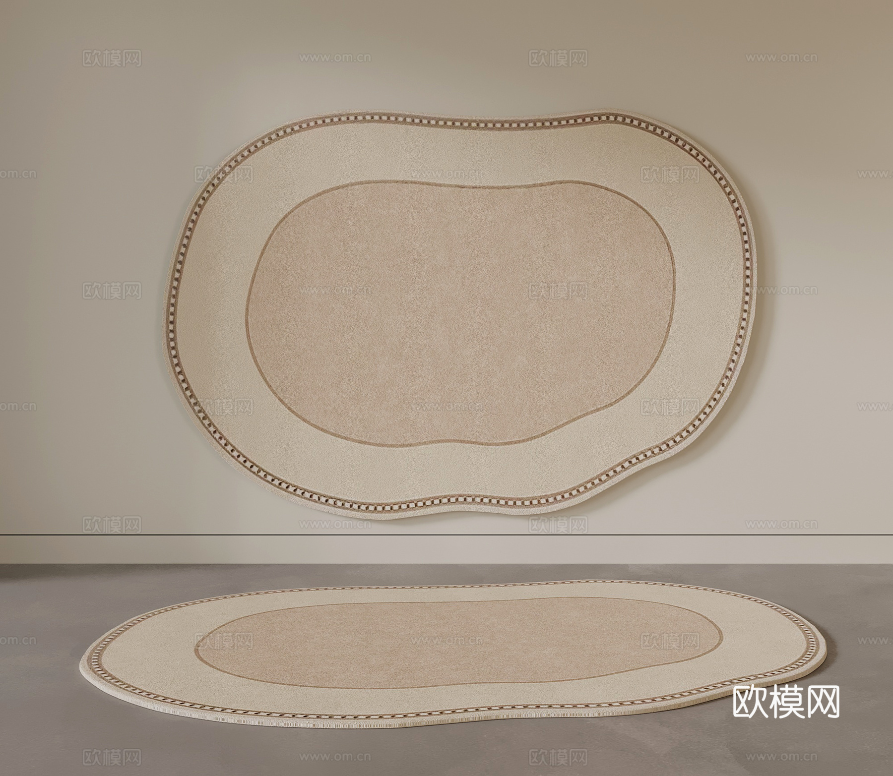 现代奶油风地毯 异形地毯3d模型