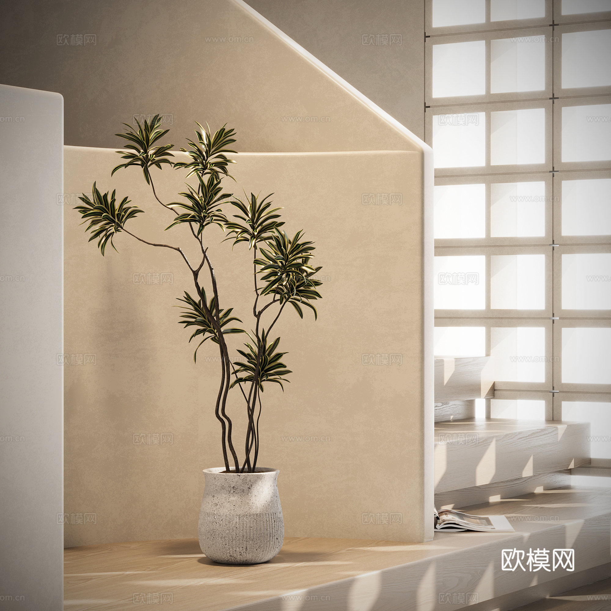 中古风绿植盆栽su模型
