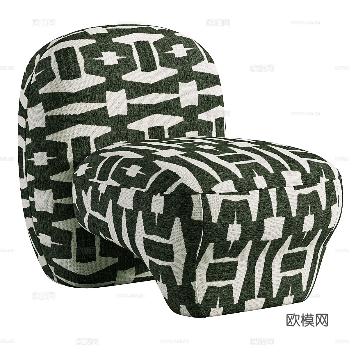 现代意式布艺沙发椅3d模型