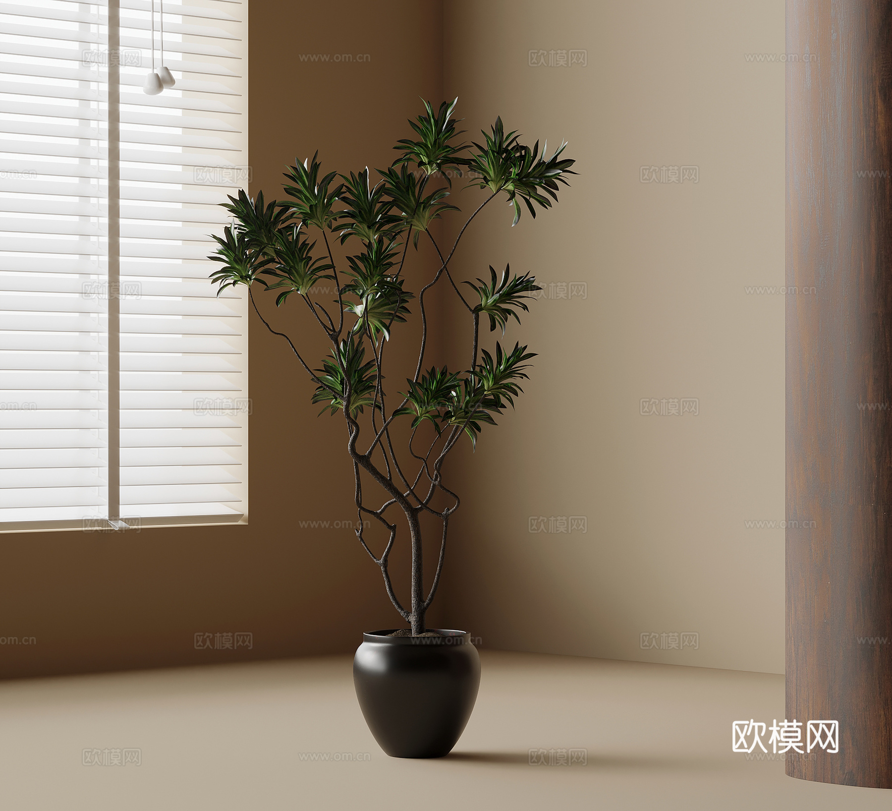 中古风绿植盆栽su模型