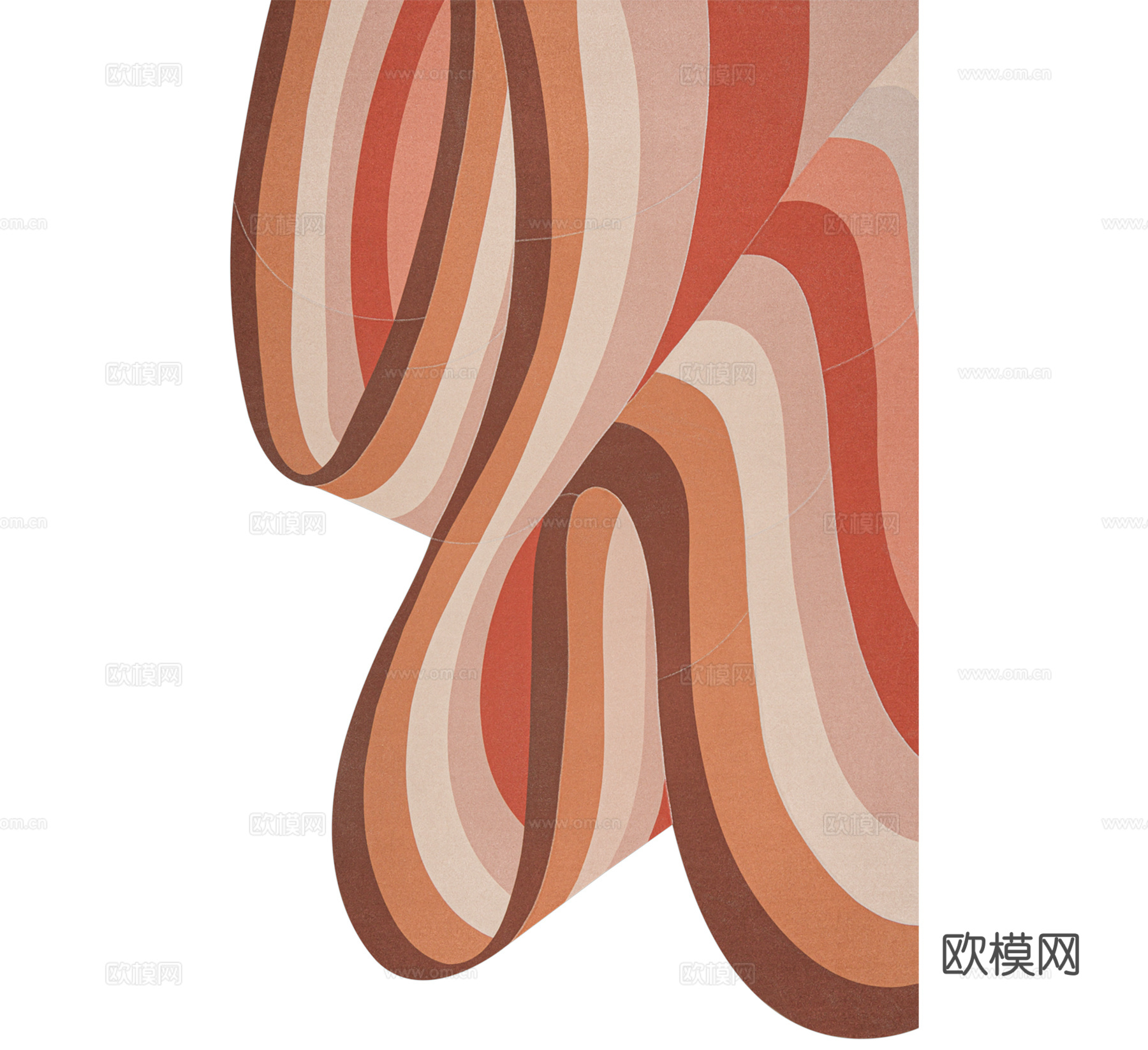 北欧风不规则客厅地毯羊毛定制异形高级撞色异形卧室床边毯su模型