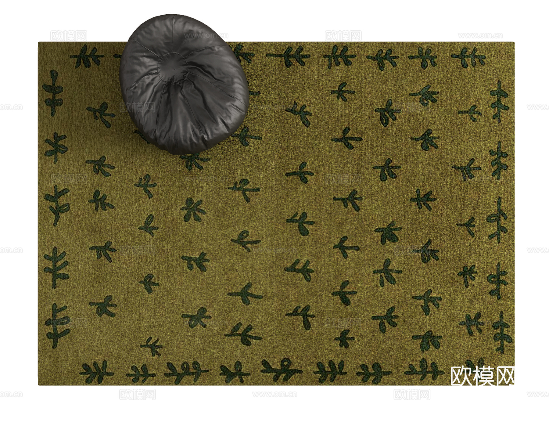 中古复古美拉德色系植物花纹地毯3d模型