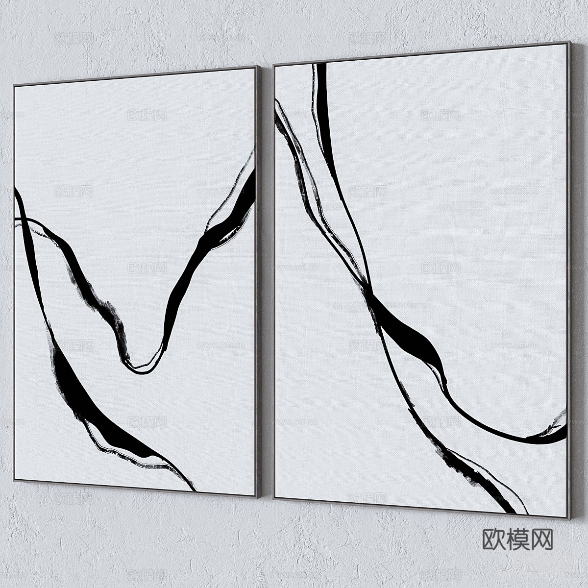 现代意式装饰挂画3d模型