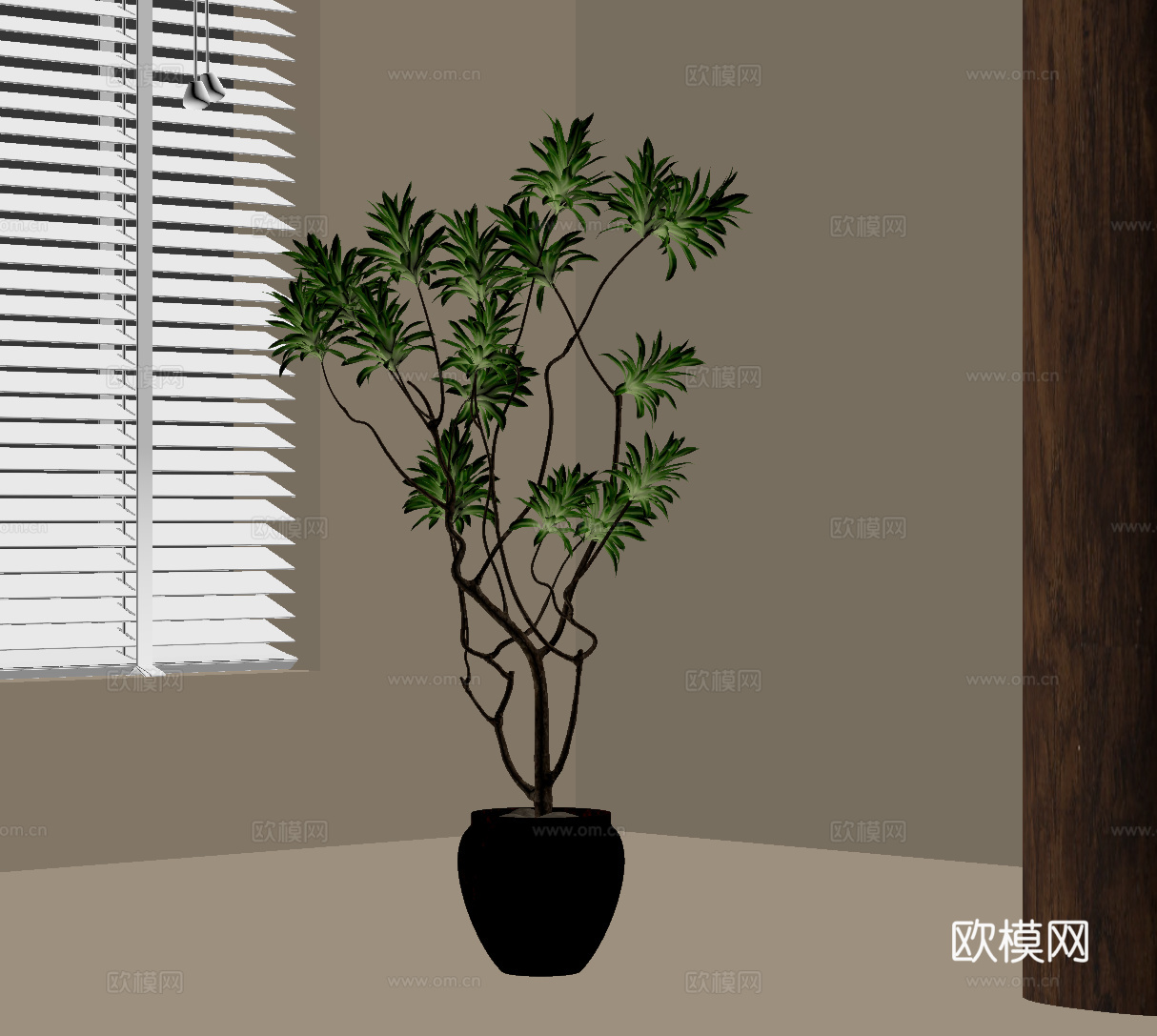 中古风绿植盆栽su模型
