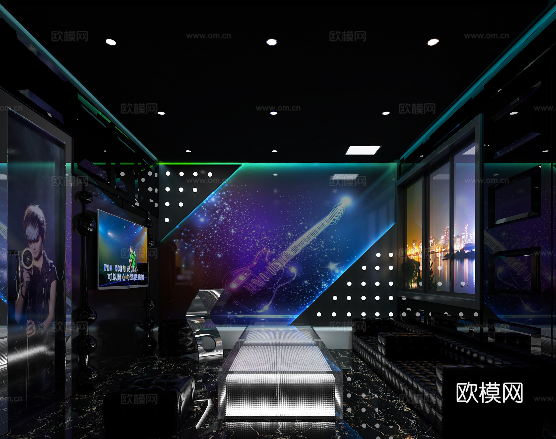 现代KTV KTV 异面 茶几 星空 五张KTV打包3d模型