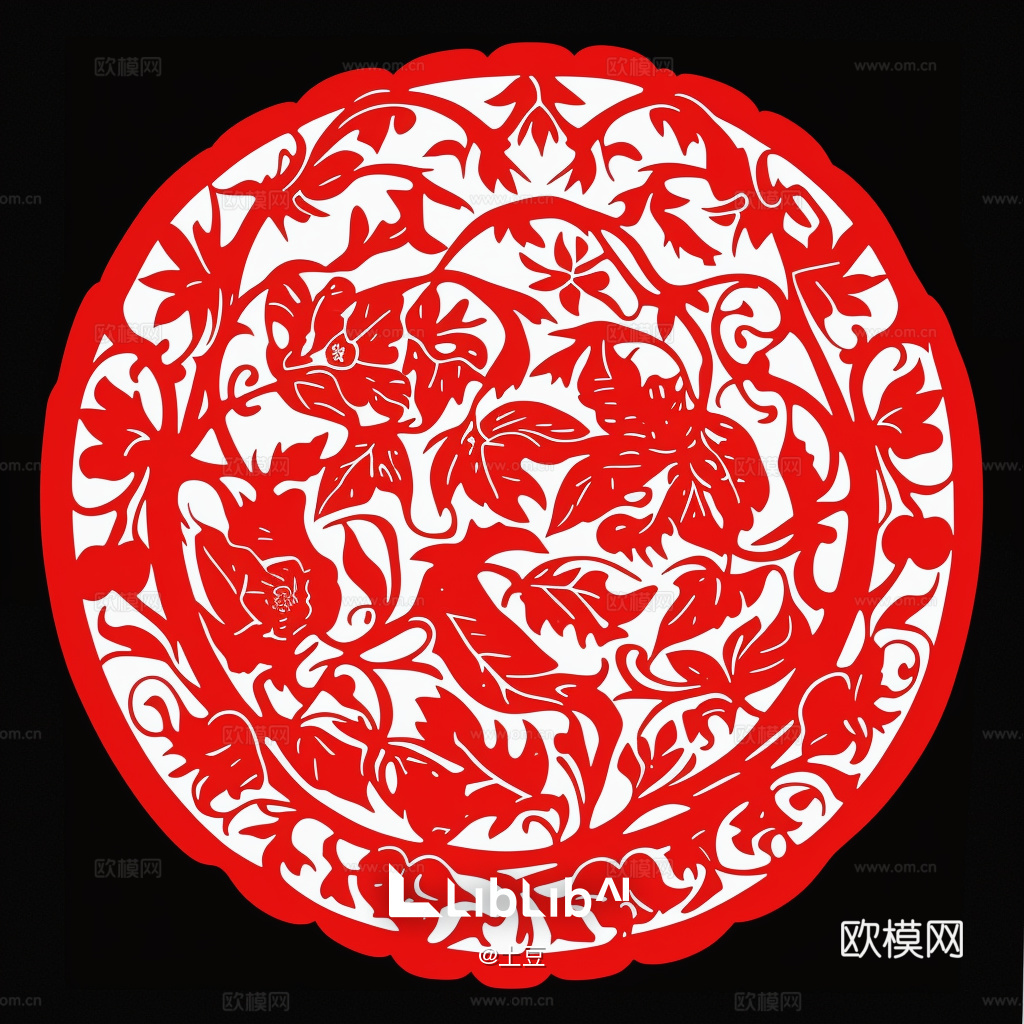 现代民族窗花贴图 挂画