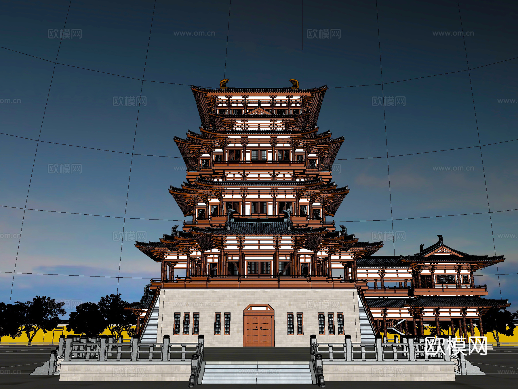 古建 中式建筑 阁 塔 斗拱3d模型