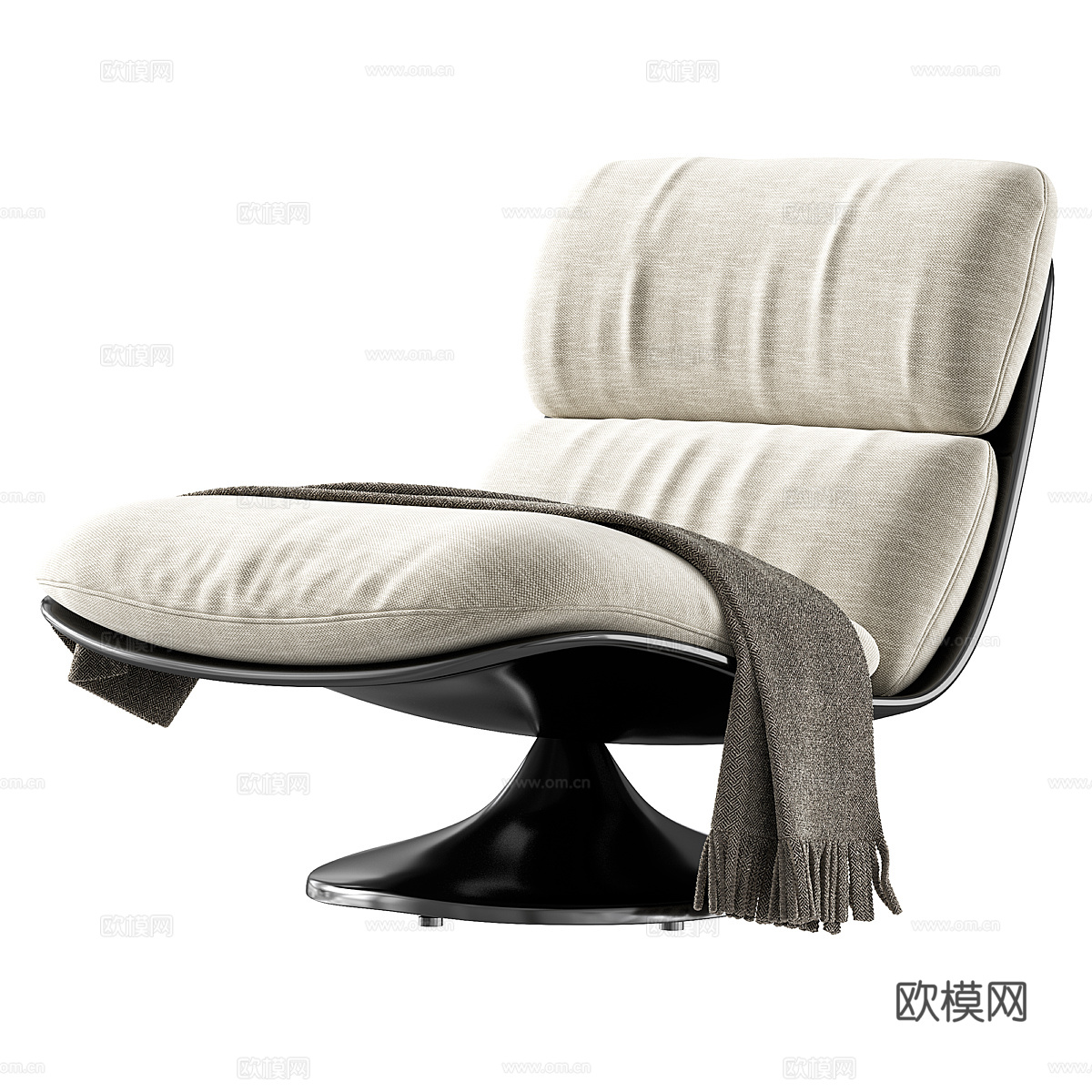 现代意式皮革休闲椅3d模型