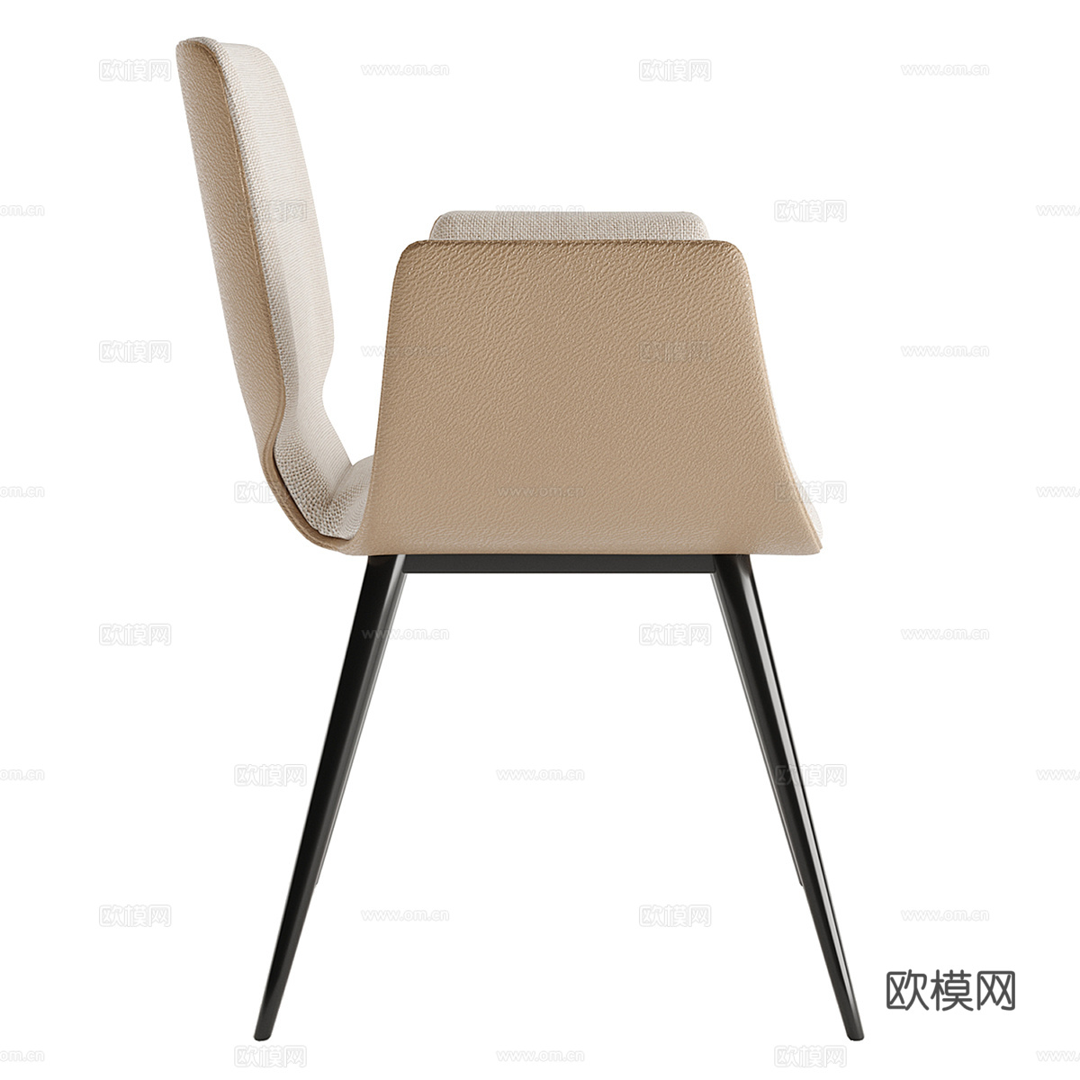 现代意式布艺皮革单椅3d模型
