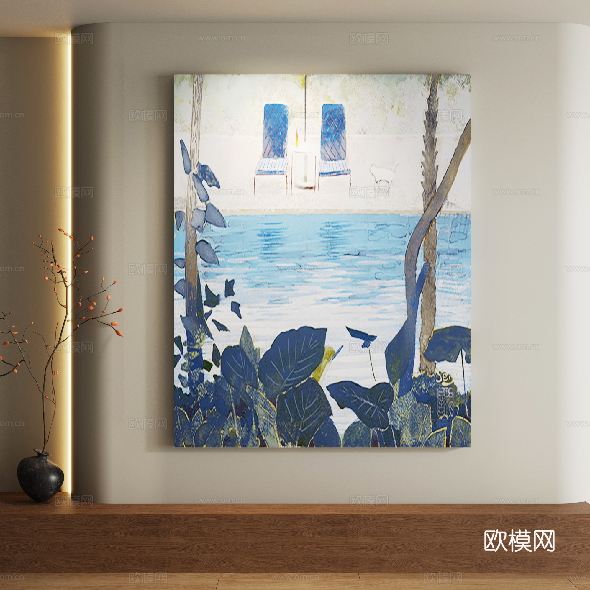 现代抽象装饰画3d模型