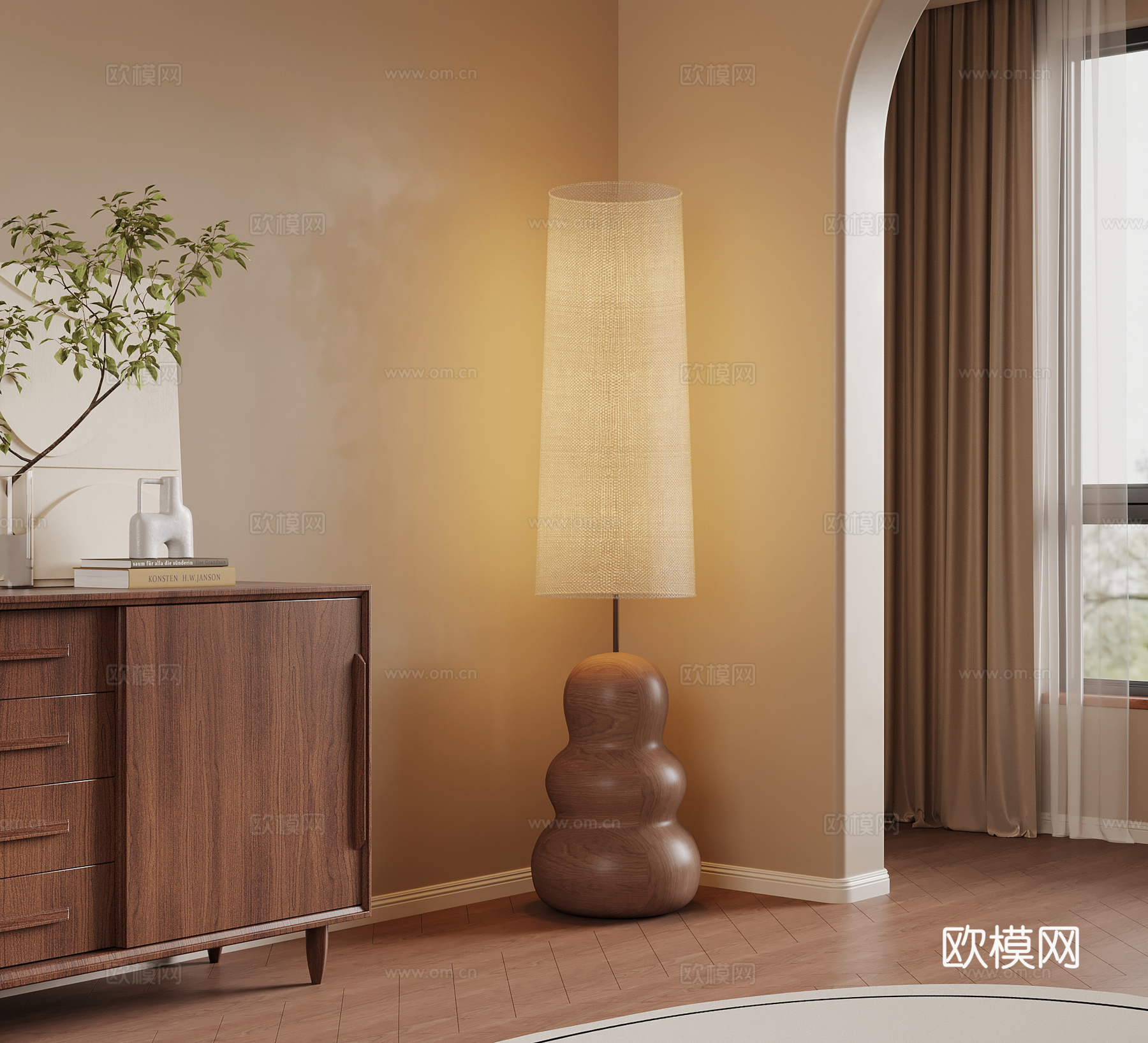 中古风落地灯su模型