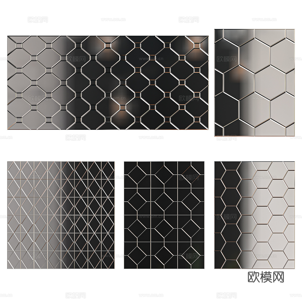 现代意式装饰镜子 棱镜3d模型