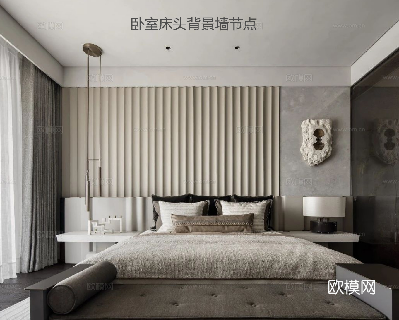 卧室床头背景墙造型节点cad施工图