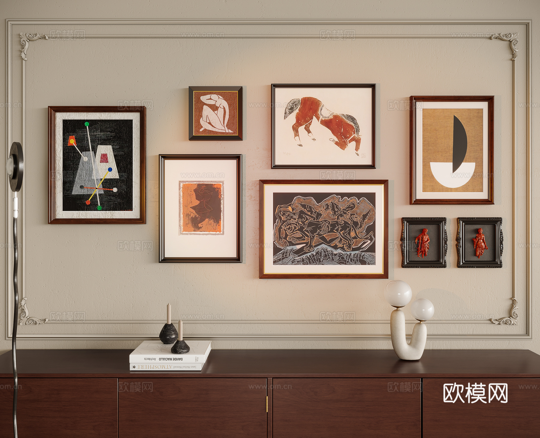 法式中古组合装饰画3d模型
