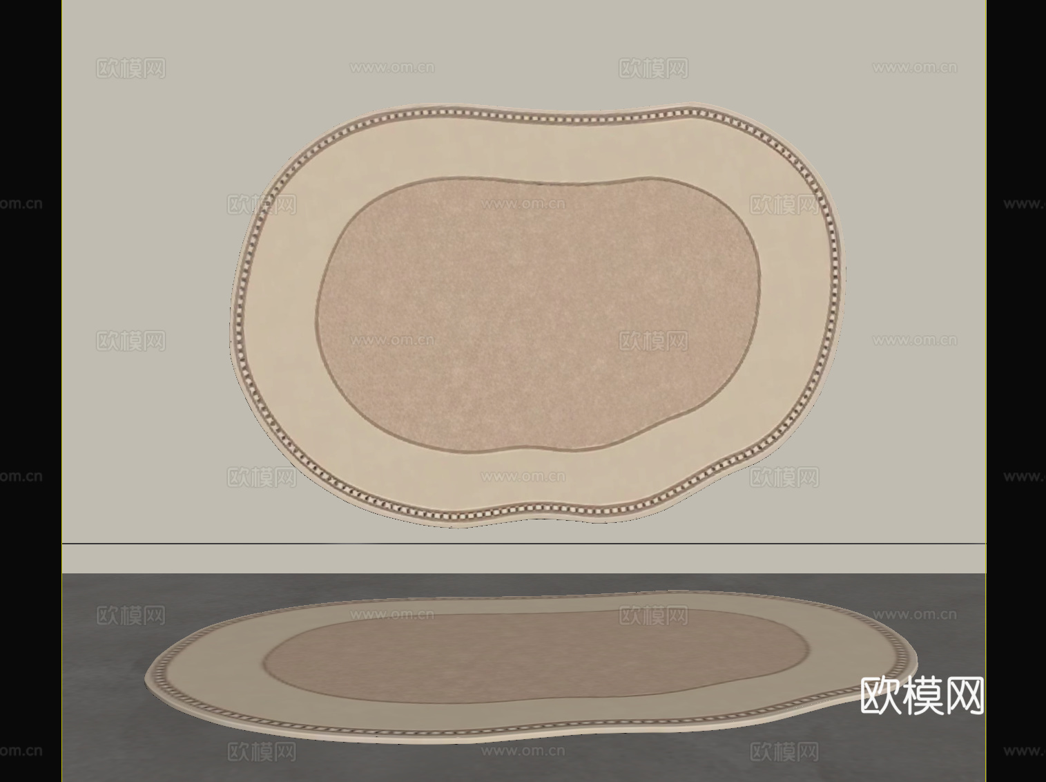 现代奶油风地毯 异形地毯su模型