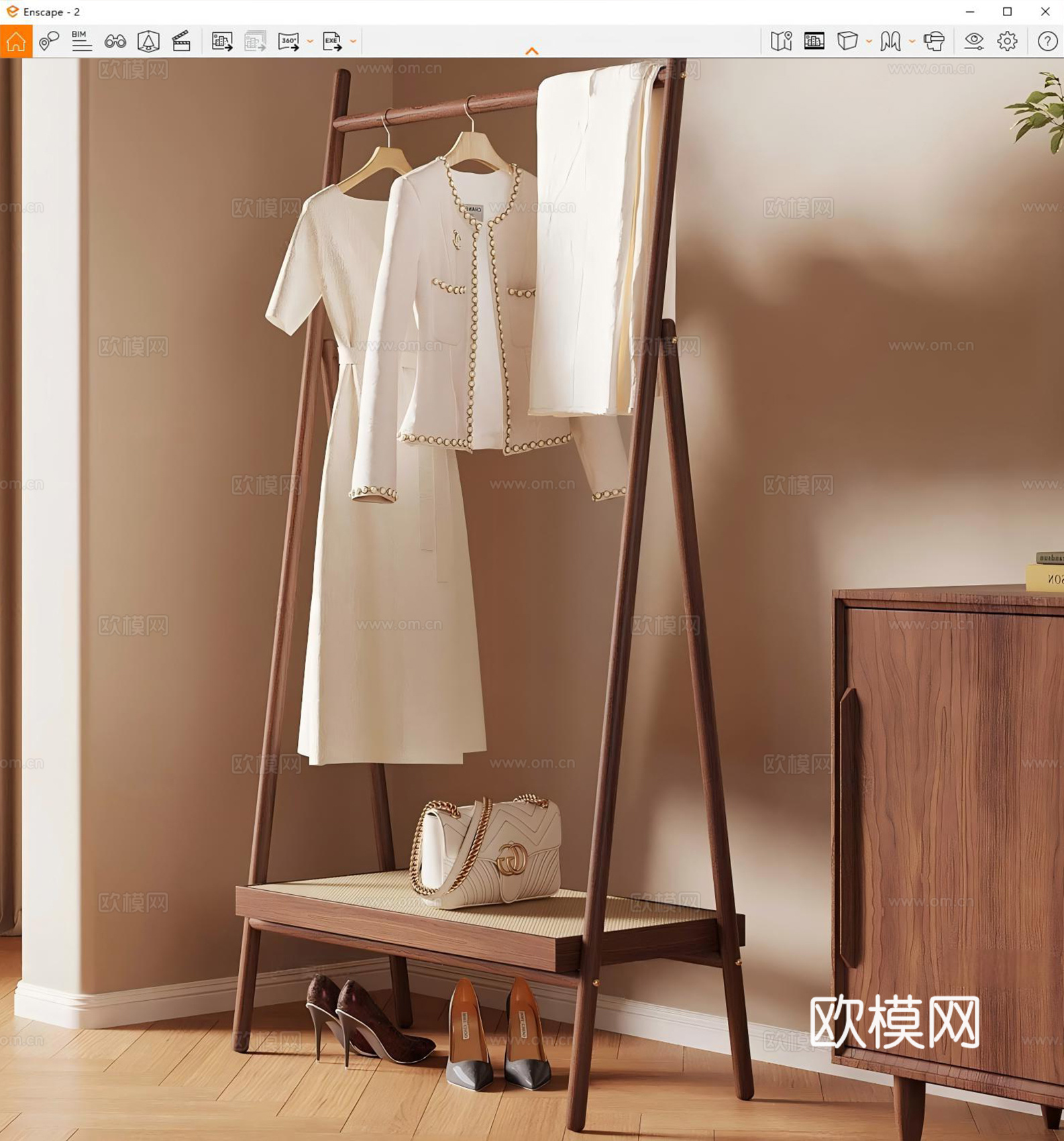 中古风衣架su模型