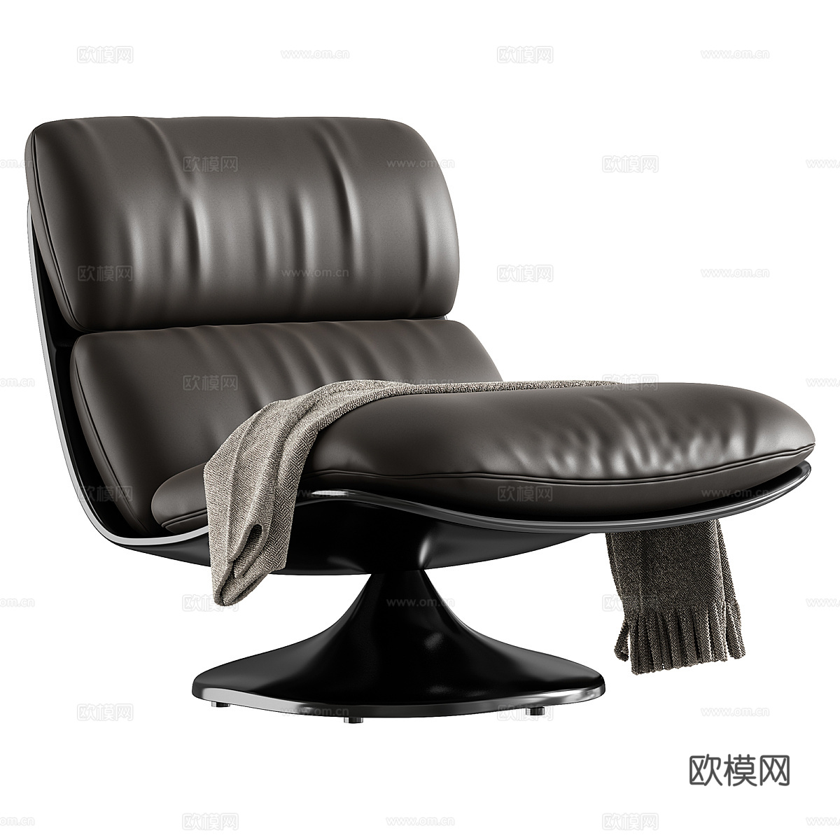 现代意式皮革休闲椅3d模型