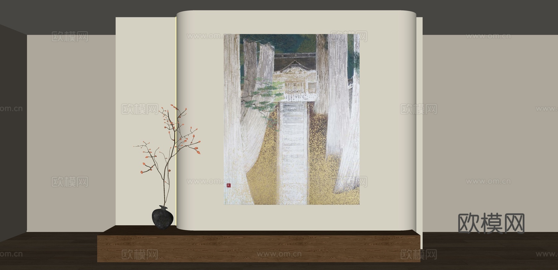 现代抽象装饰画su模型