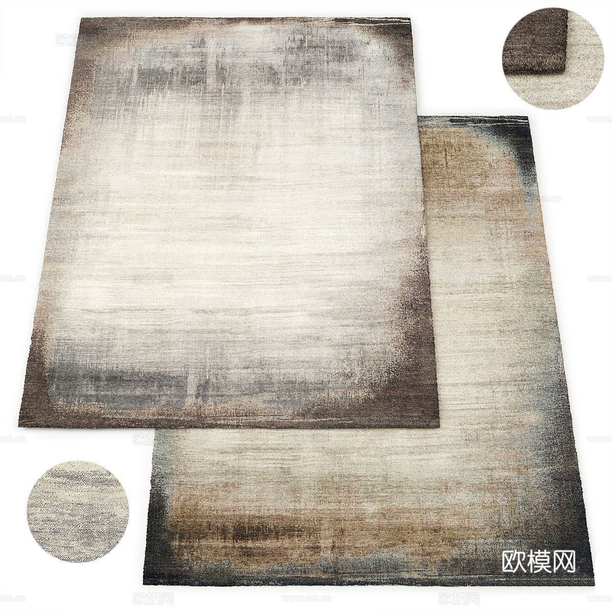 现代意式羊毛布艺地毯3d模型